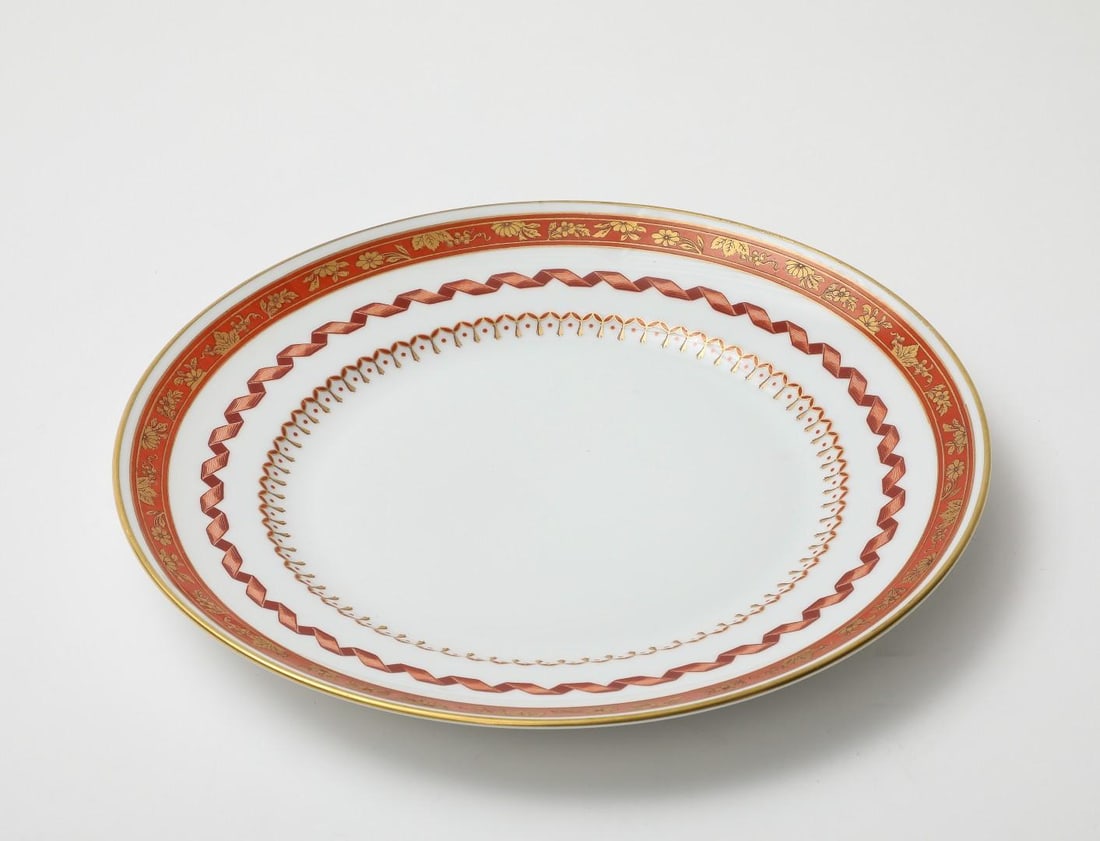 Richard Ginori 1735 Handpainted Porcelain Dinner Plate in Pincio Red, Late 20th Century - 6