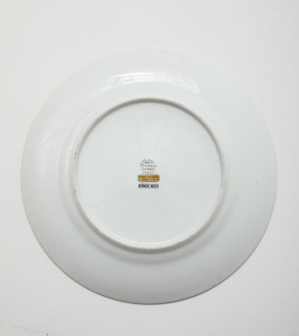Richard Ginori 1735 Handpainted Porcelain Dinner Plate in Pincio Red, Late 20th Century - 8