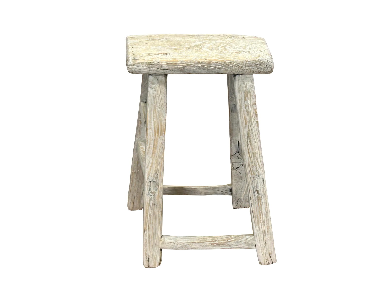 Rustic Raw Rough Wood Grain Rectangle Slim Stool Bench Side Table - 4