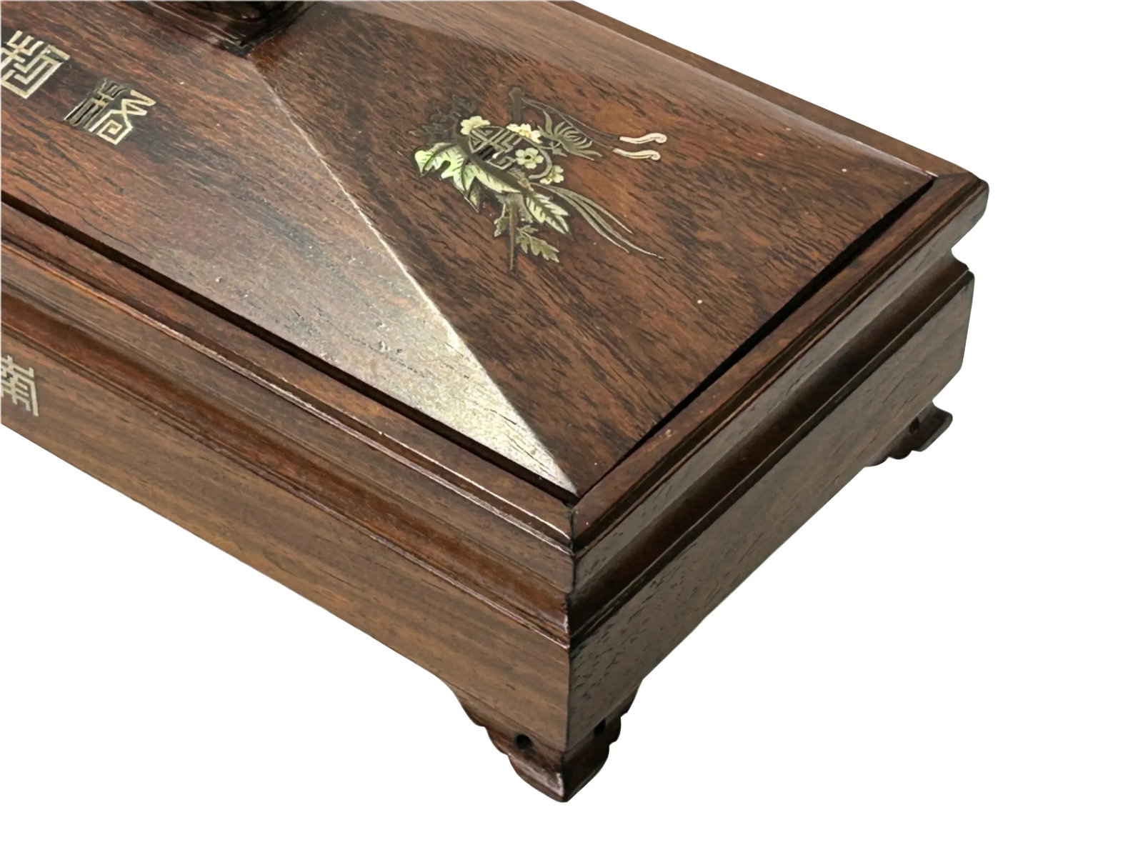 Vintage Oriental Wood Handcrafted Rectangular Shape Box Incense Burner - 10
