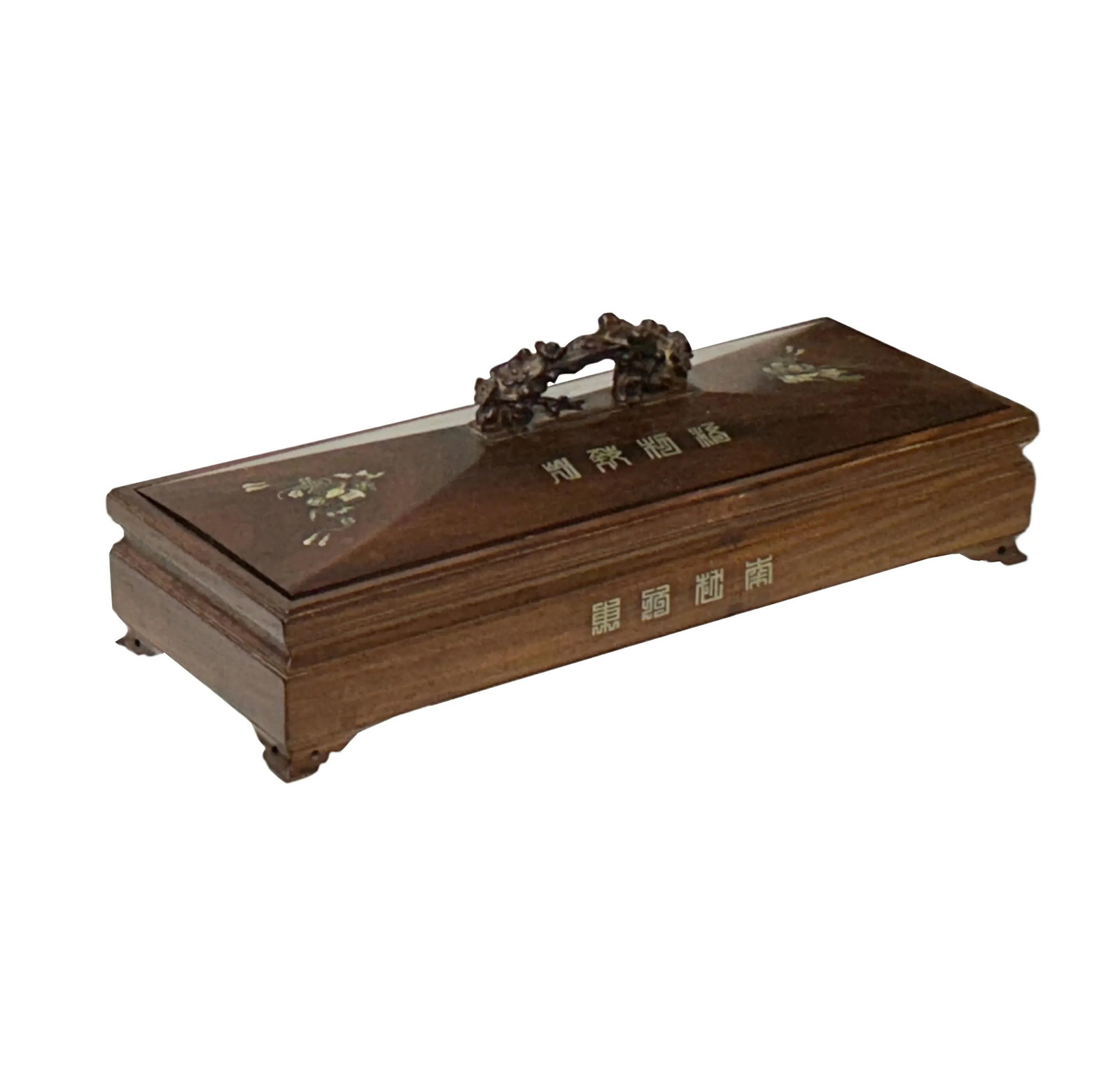 Vintage Oriental Wood Handcrafted Rectangular Shape Box Incense Burner - 4