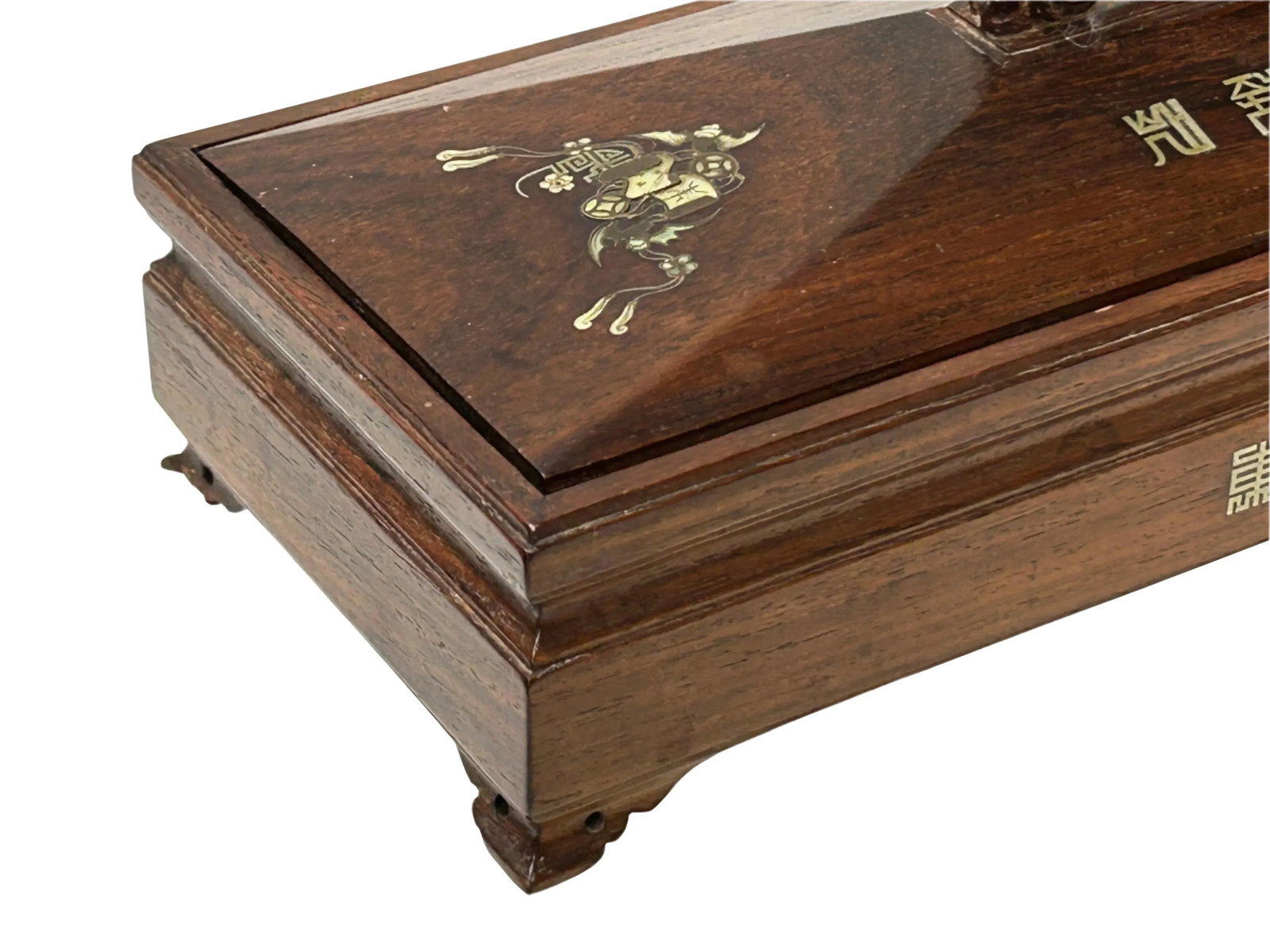 Vintage Oriental Wood Handcrafted Rectangular Shape Box Incense Burner - 9