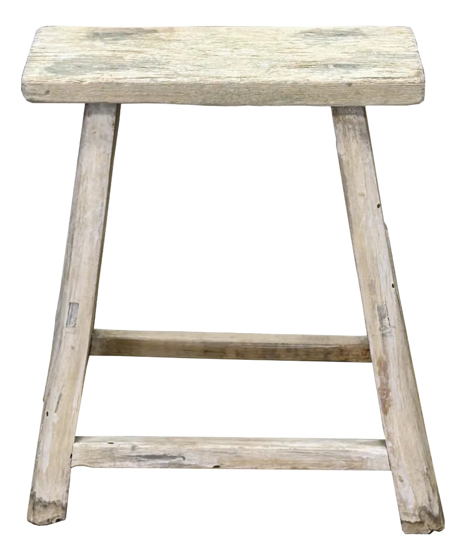Rustic Raw Rough Wood Grain Rectangle Slim Stool Bench Side Table (1 of 6)