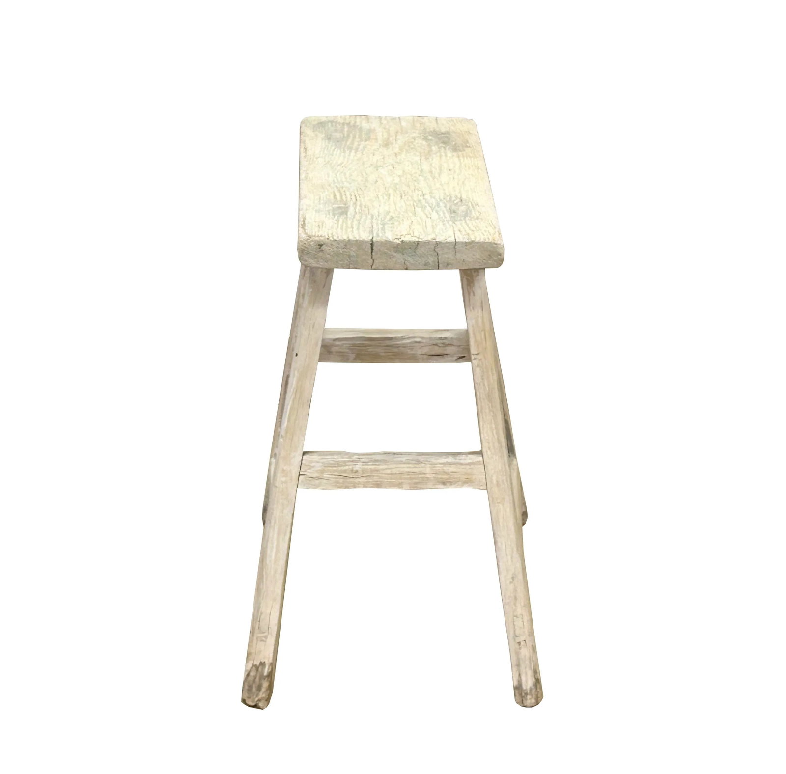 Rustic Raw Rough Wood Grain Rectangle Slim Stool Bench Side Table - 3