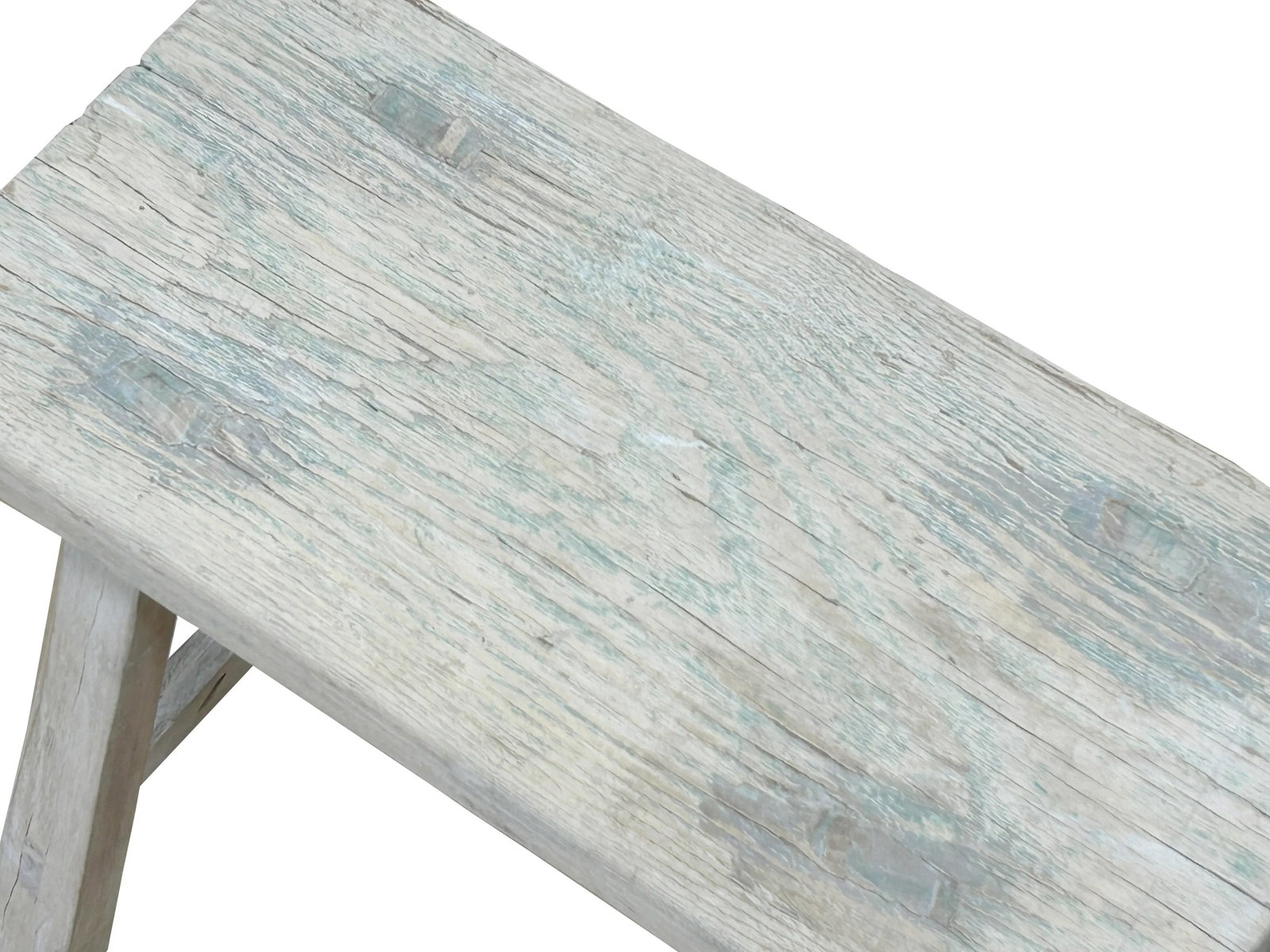 Rustic Raw Rough Wood Grain Rectangle Slim Stool Bench Side Table - 6