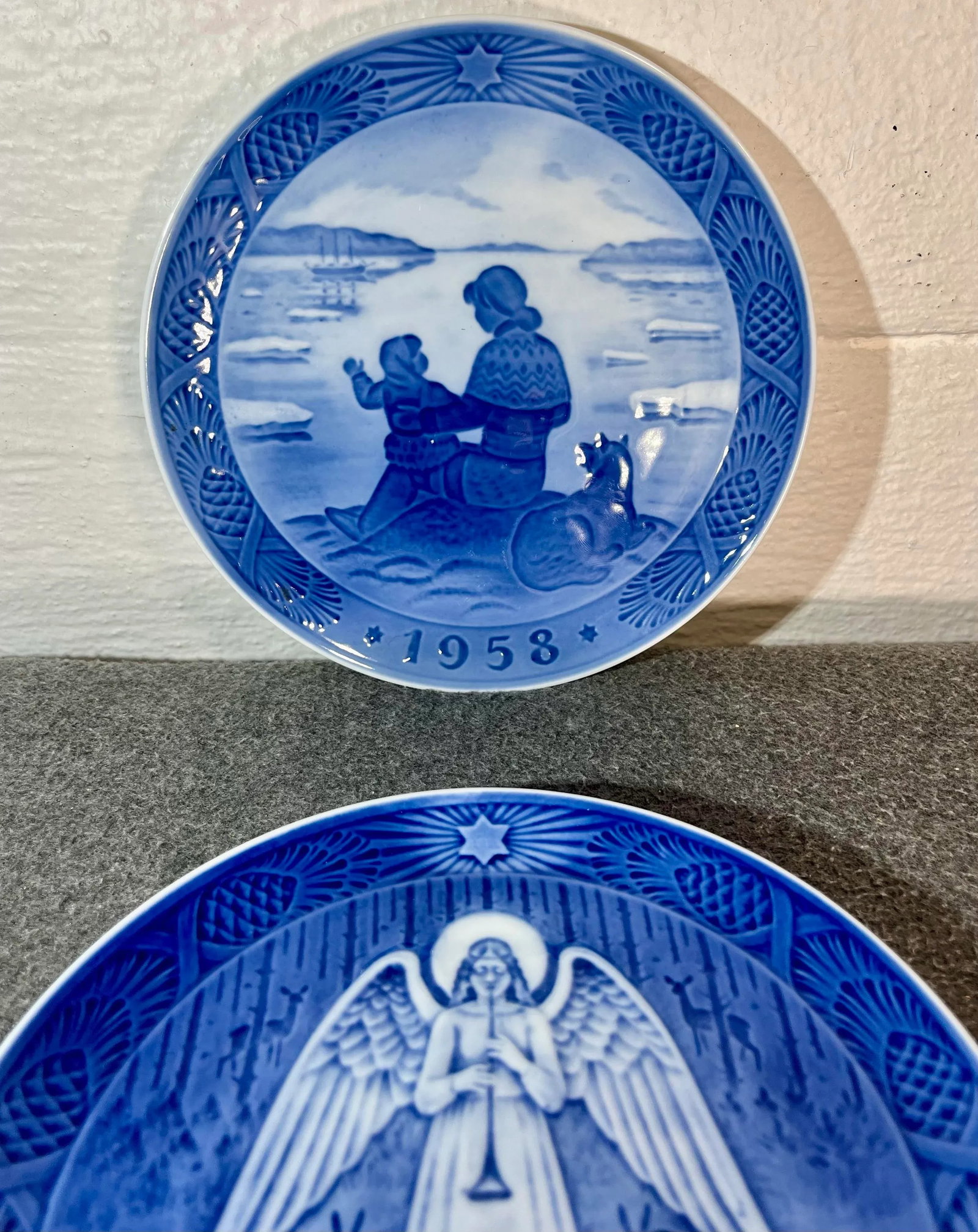 1950s Royal Copenhagen (Denmark) Blue & White Annual Christmas Plates- Set of 2 - 2