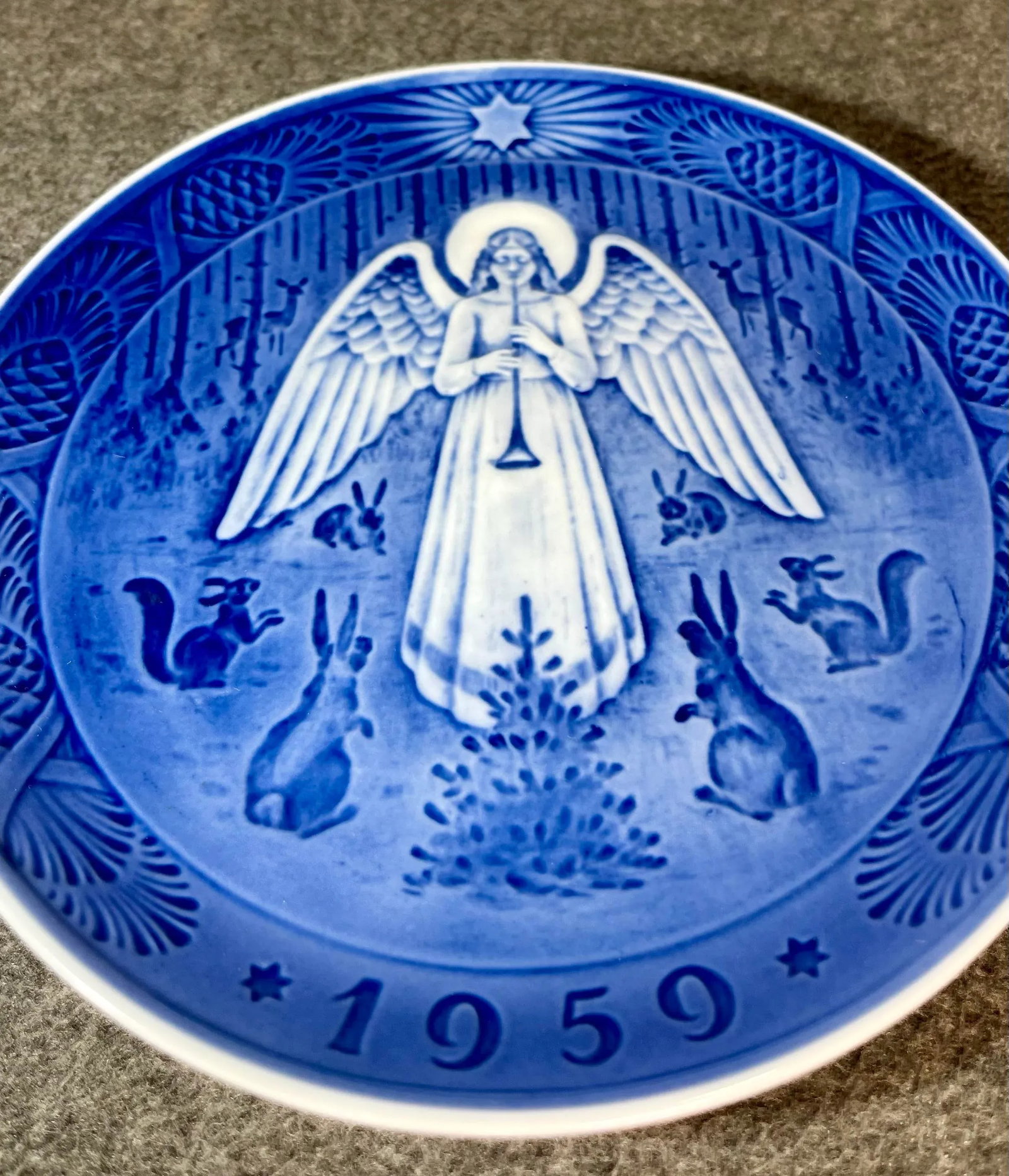 1950s Royal Copenhagen (Denmark) Blue & White Annual Christmas Plates- Set of 2 - 6