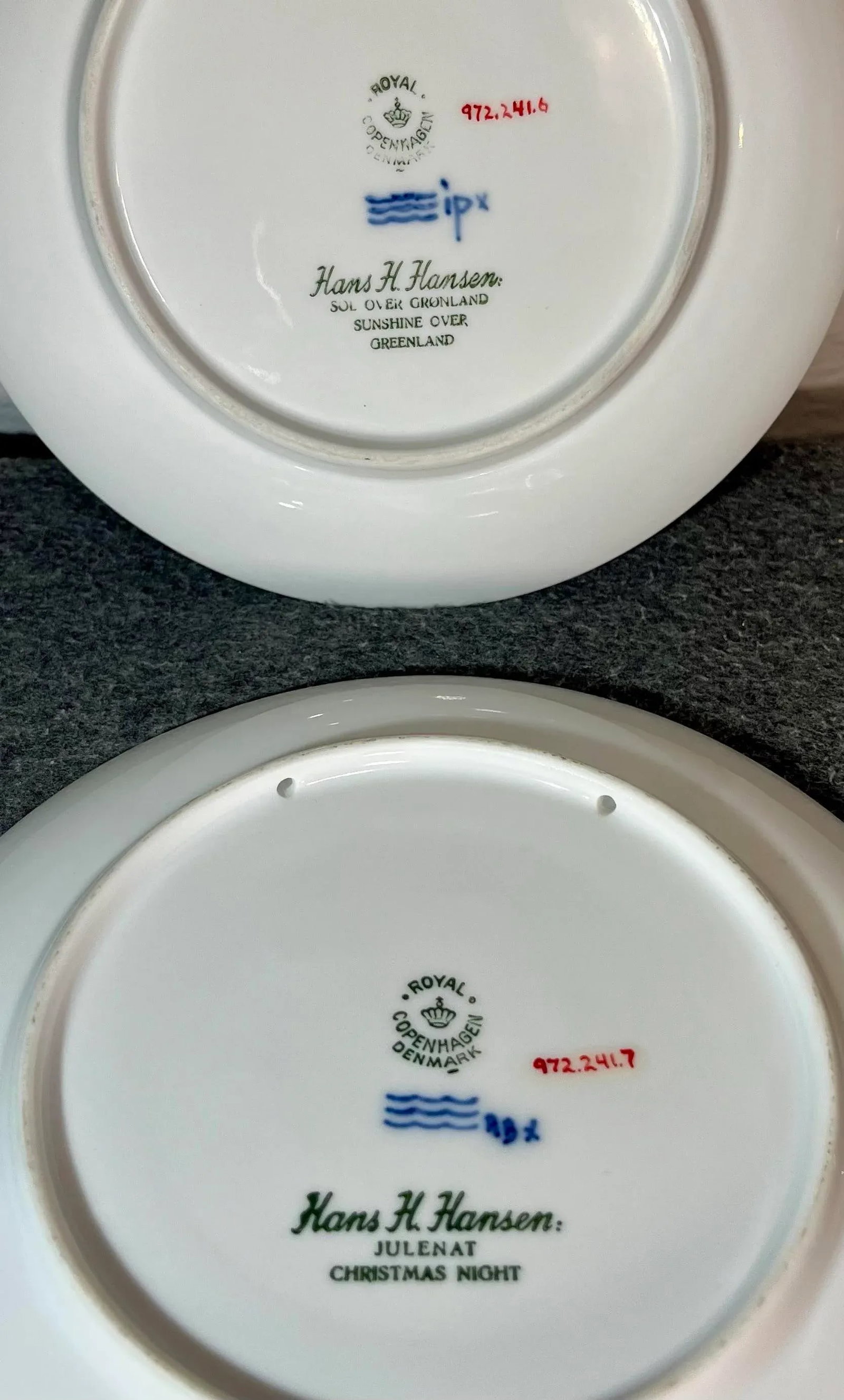 1950s Royal Copenhagen (Denmark) Blue & White Annual Christmas Plates- Set of 2 - 7