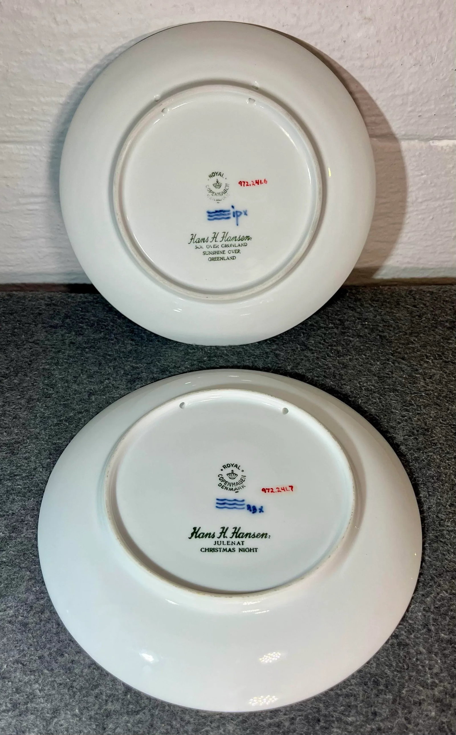 1950s Royal Copenhagen (Denmark) Blue & White Annual Christmas Plates- Set of 2 - 8