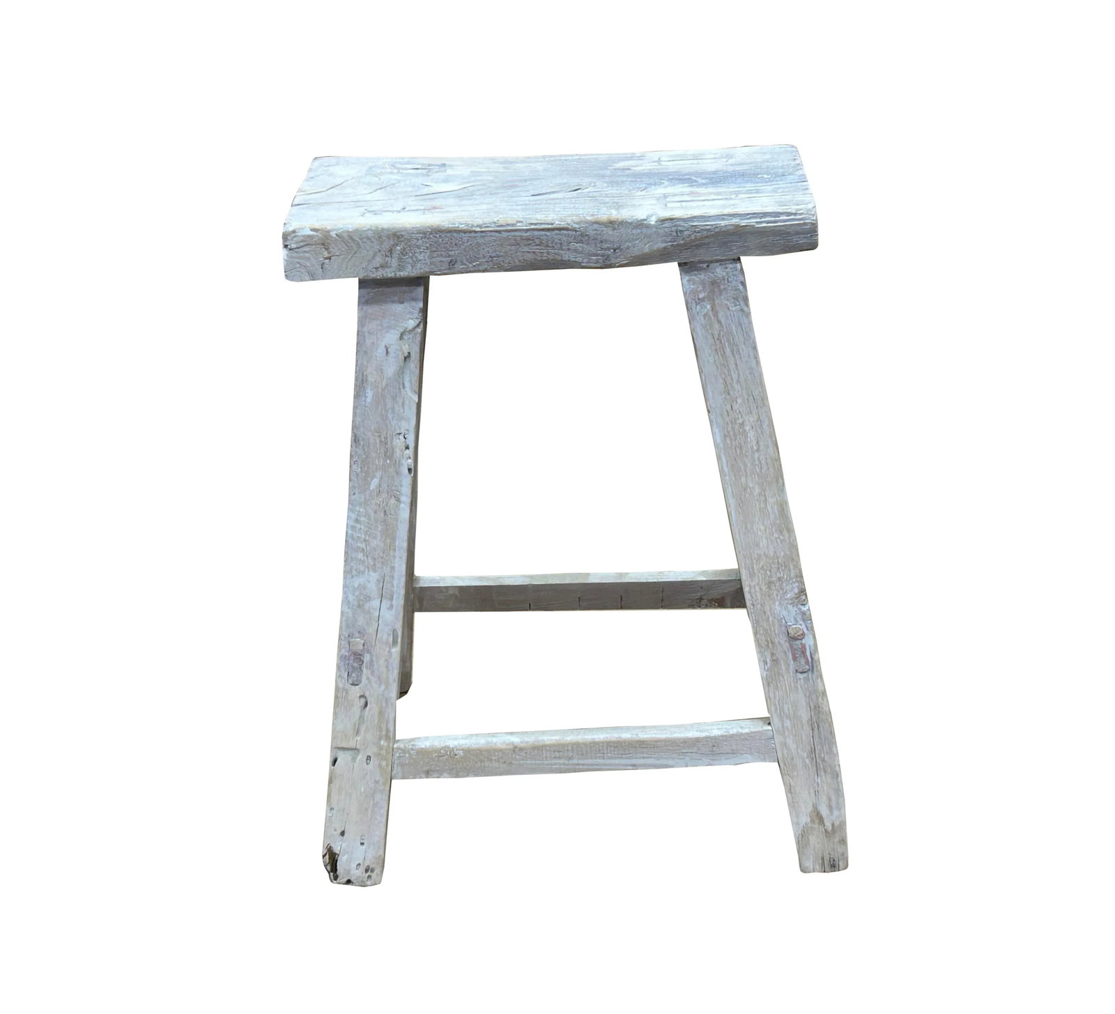 Rustic Raw Rough Wood Grain Rectangle Slim Stool Bench Side Table - 3