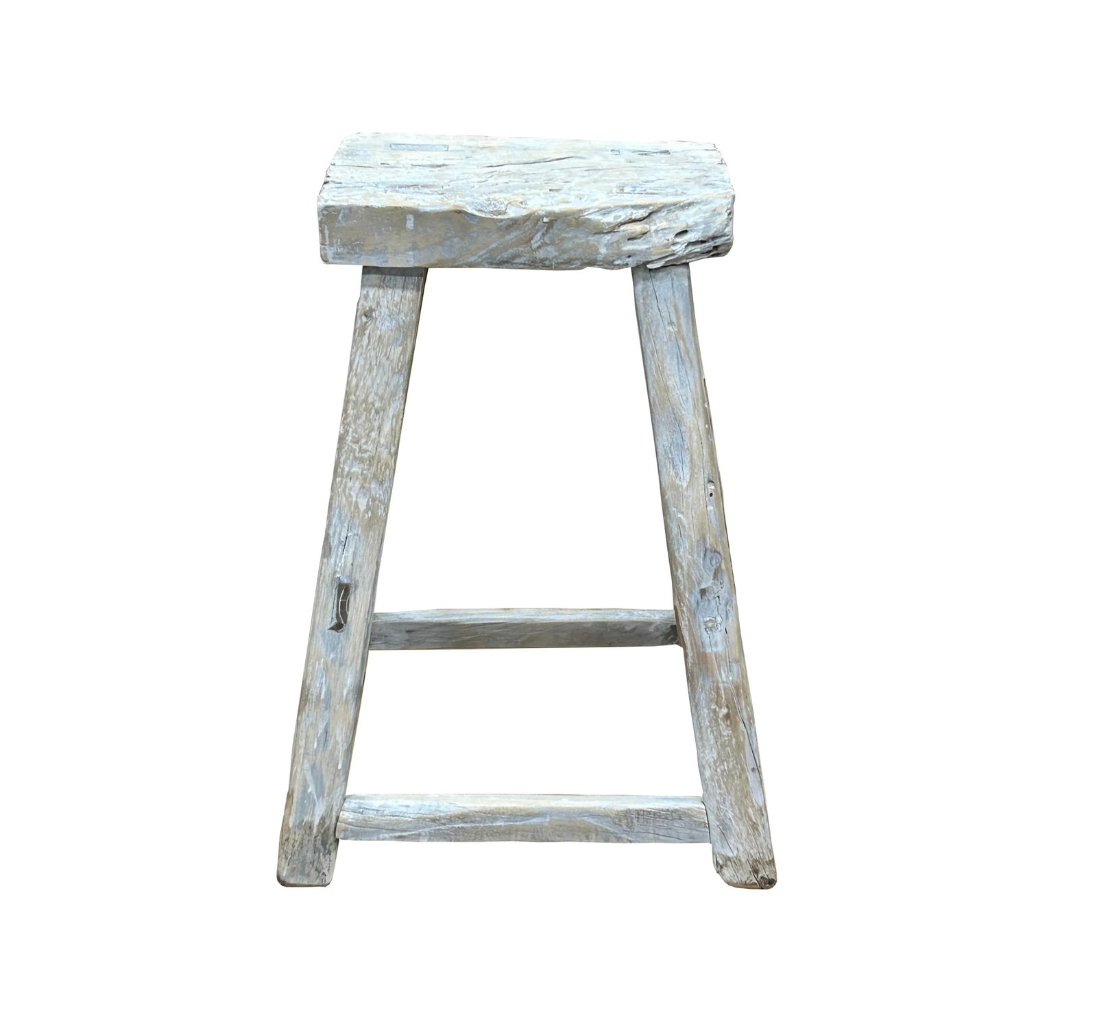 Rustic Raw Rough Wood Grain Rectangle Slim Stool Bench Side Table - 2