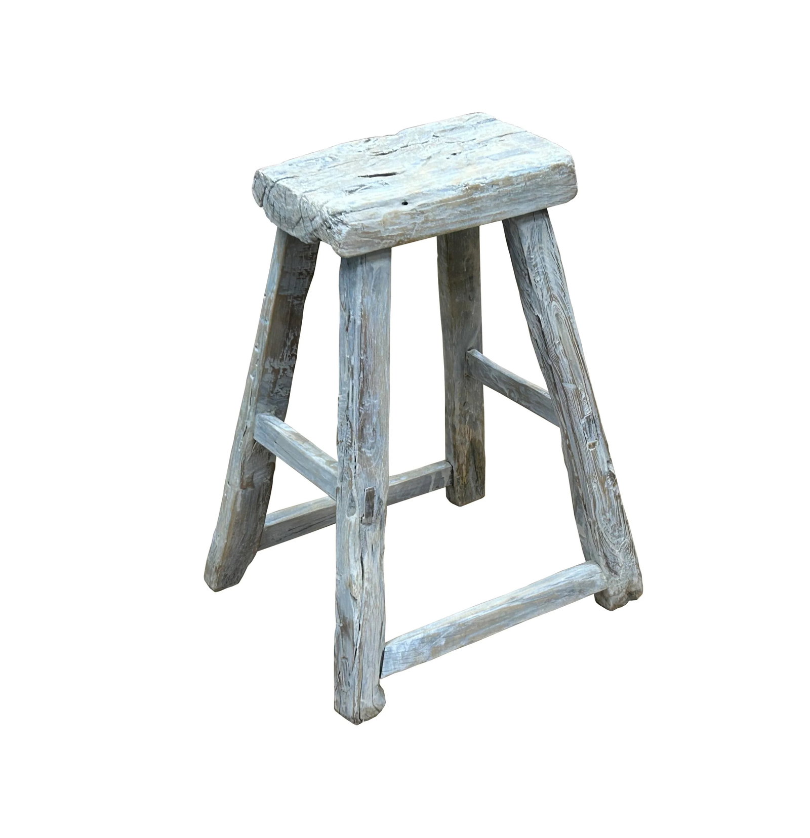 Rustic Raw Rough Wood Grain Rectangle Slim Stool Bench Side Table - 4