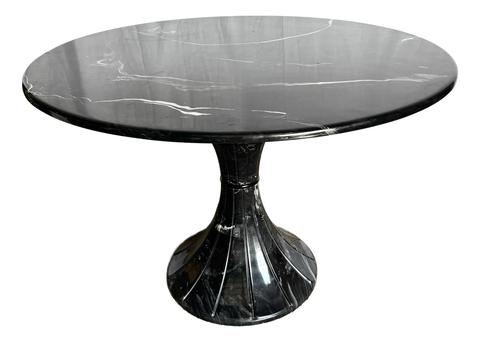 Postmodern Faux Black Marble Swivel Circular Dining Table (1 of 9)
