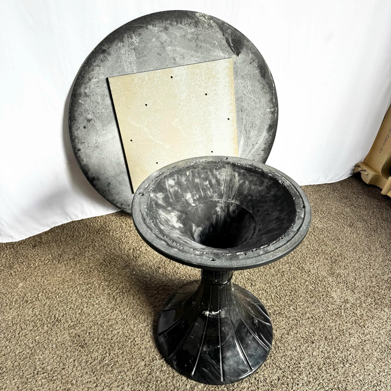 Postmodern Faux Black Marble Swivel Circular Dining Table - 8