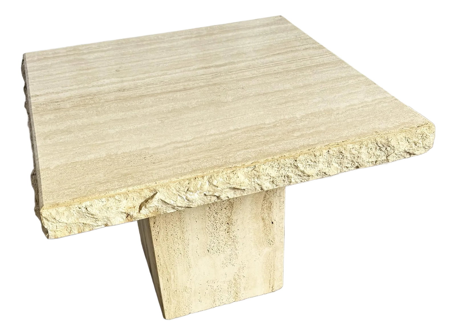 Italian Square Top Travertine Side Table With Raw Edges (1 of 7)