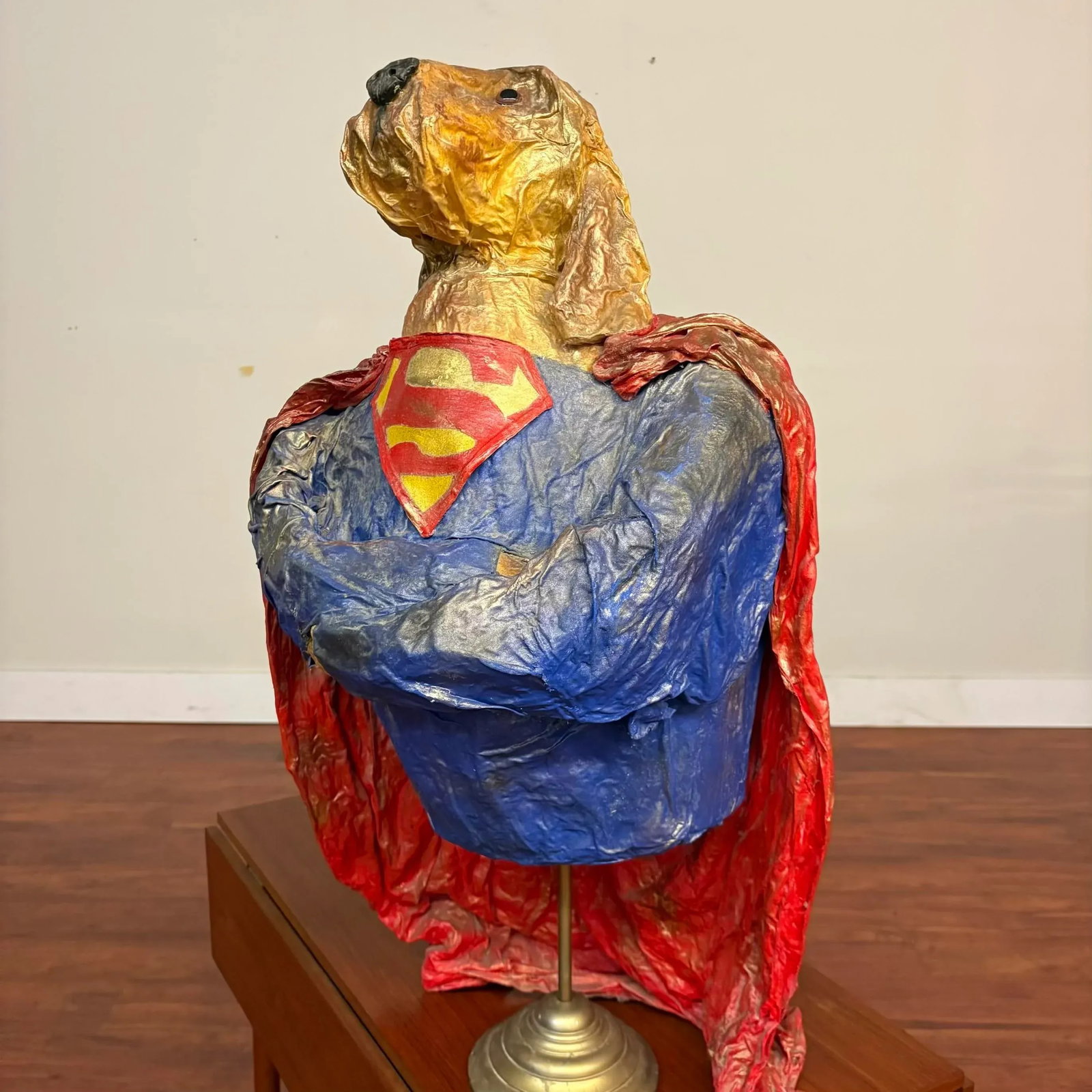 Superdog Paper Mâché Sculpture - Vintage Whimsical Decor - 3