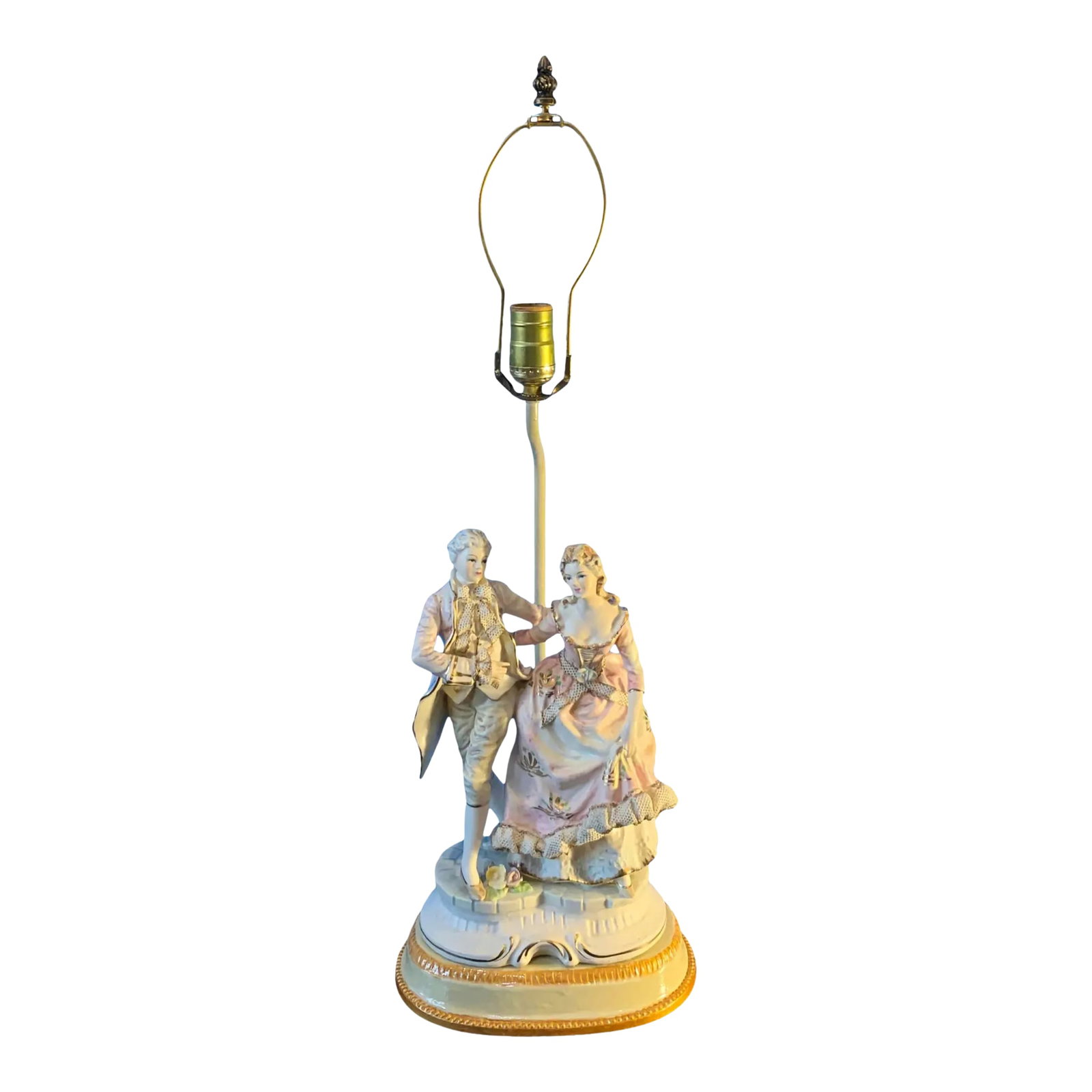 Mid-Century Porcelain Figural Boudoire Lamp Courting Couple (1 of 12)