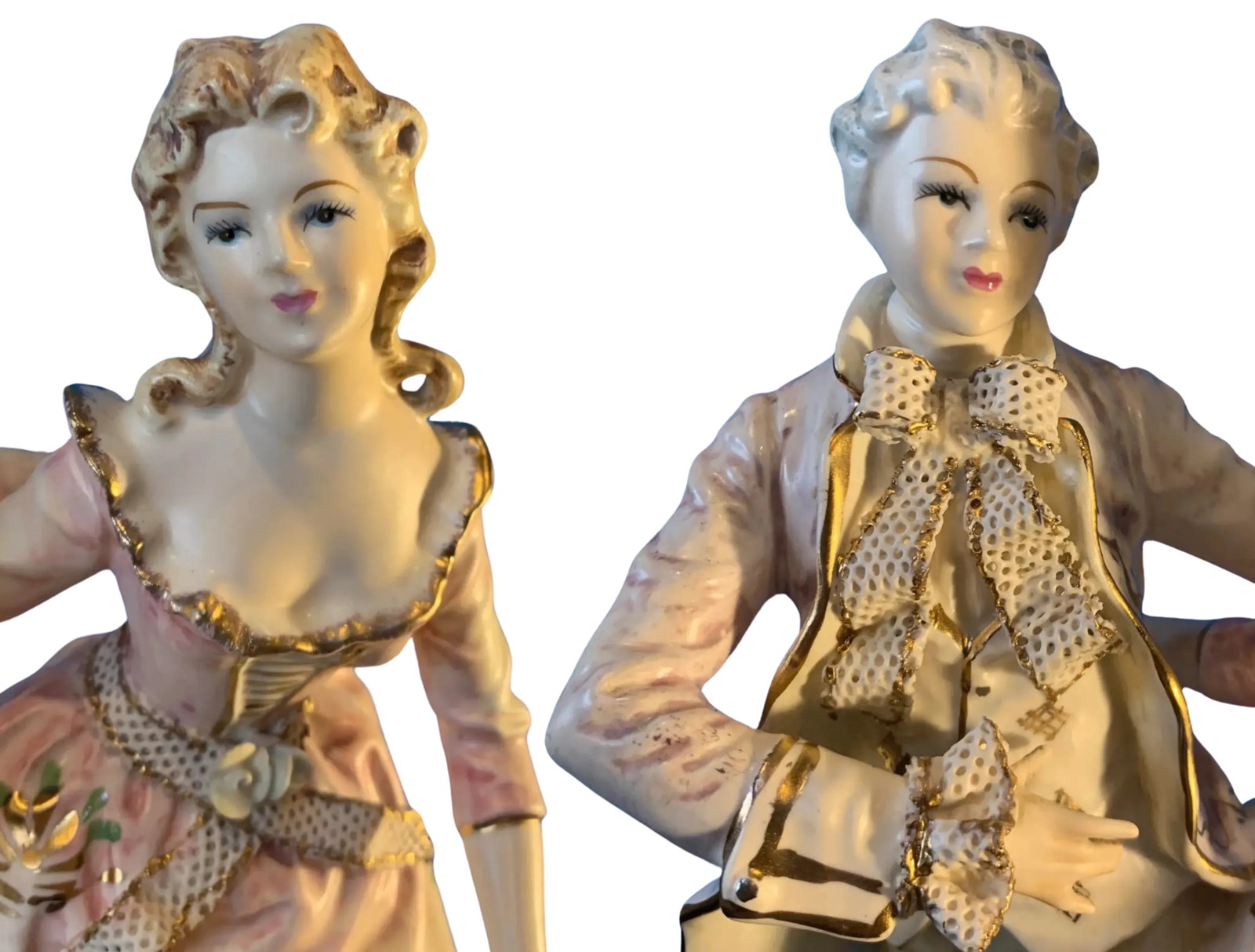 Mid-Century Porcelain Figural Boudoire Lamp Courting Couple - 2