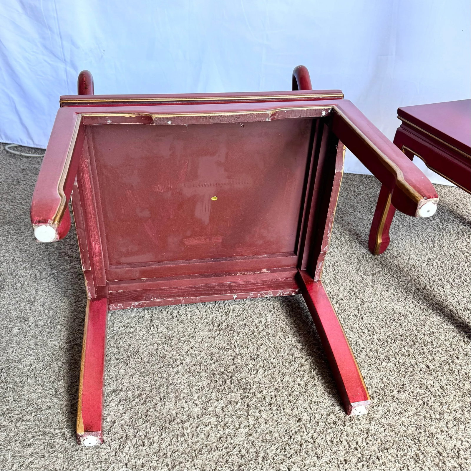 Chinese Red and Gold Lacquered Hand Painted Dining Chairs - Set of 6 - 8