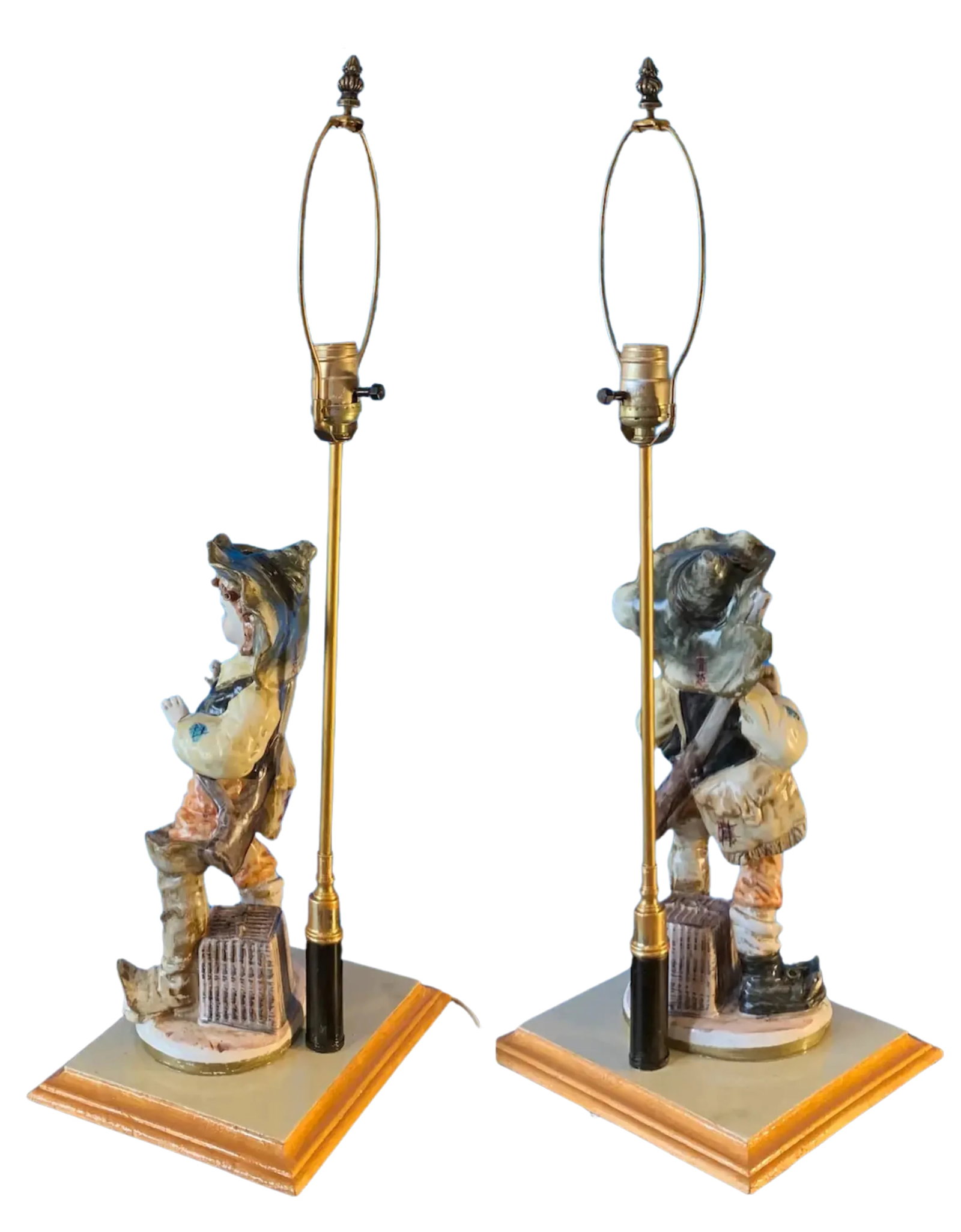 Vintage Capodimonte Porcelain Figural Lamp-Village Boy - 10