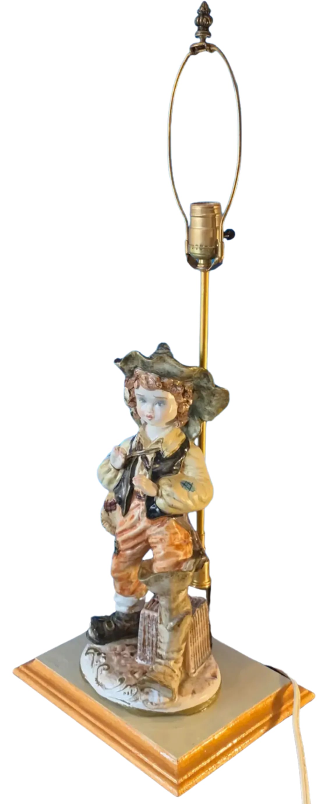 Vintage Capodimonte Porcelain Figural Lamp-Village Boy - 3