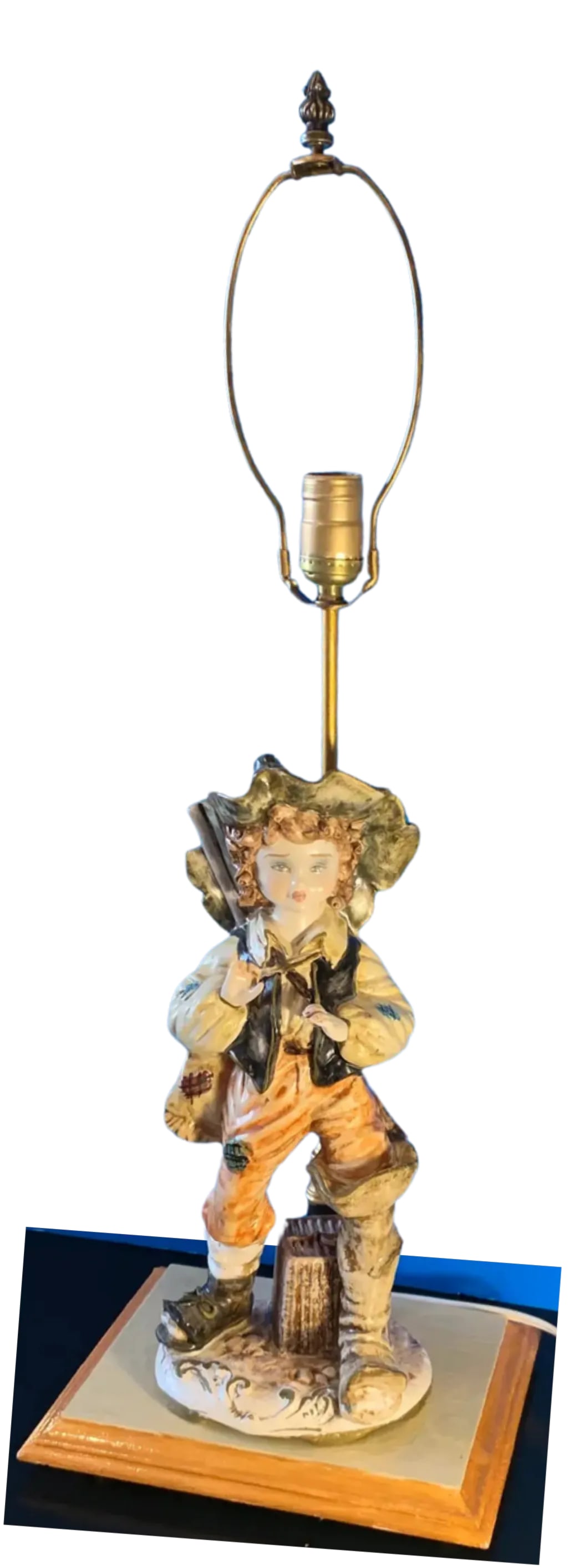 Vintage Capodimonte Porcelain Figural Lamp-Village Boy - 6