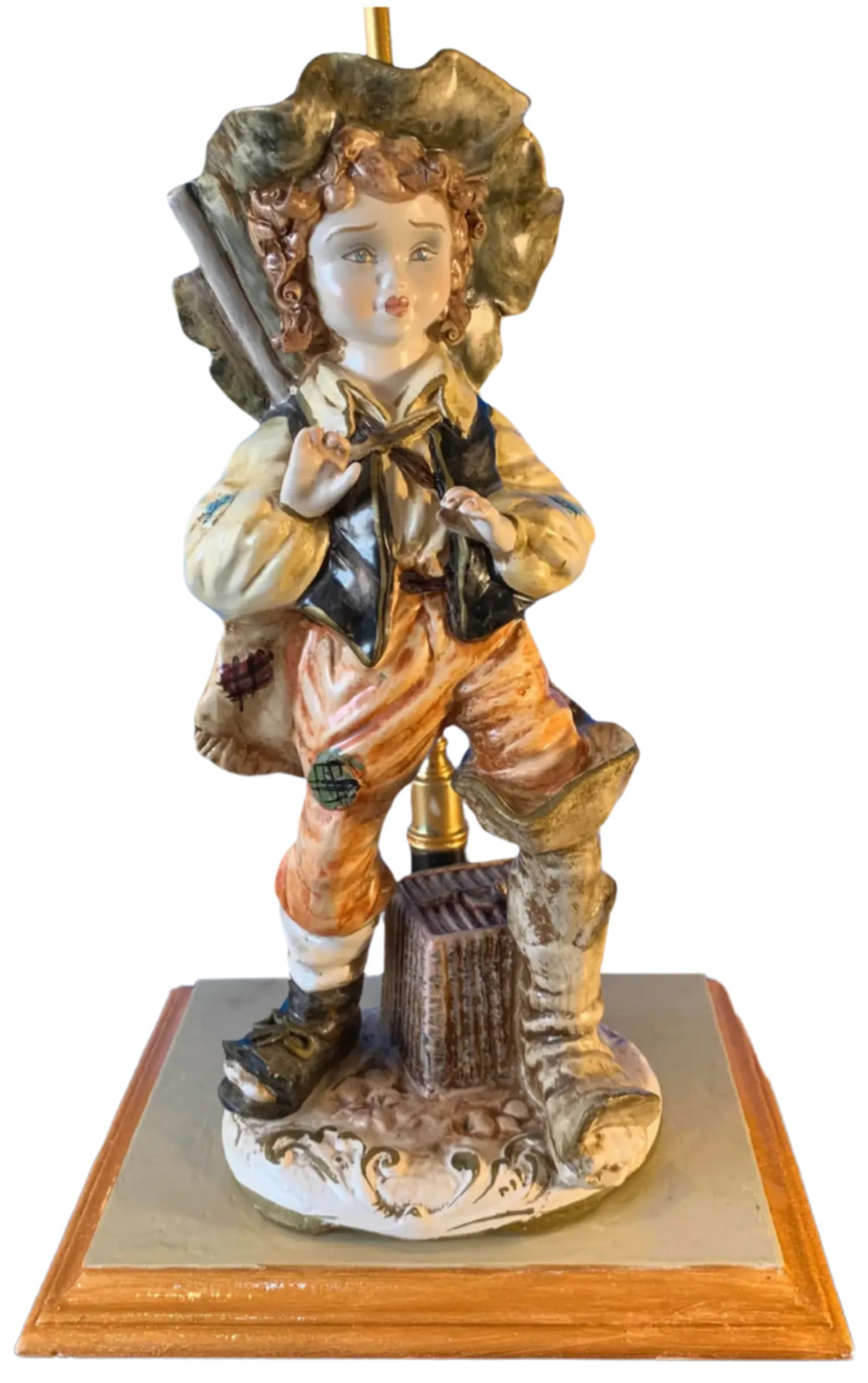 Vintage Capodimonte Porcelain Figural Lamp-Village Boy - 7