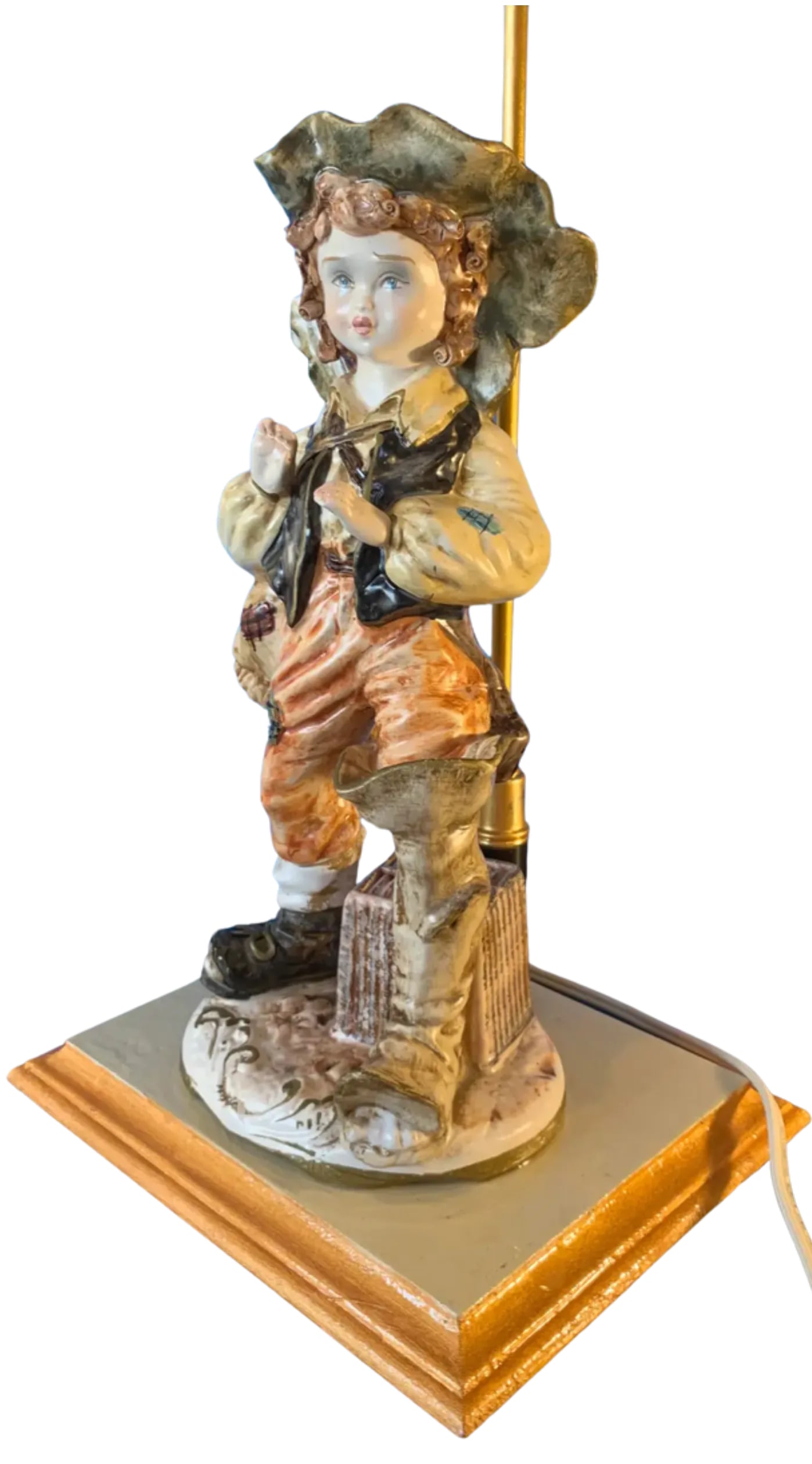 Vintage Capodimonte Porcelain Figural Lamp-Village Boy - 9