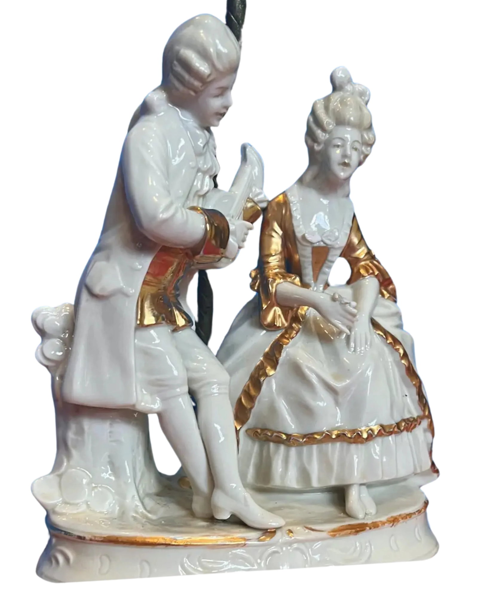 Mid-Century Porcelain Figural Table Lamp Courting Couple - 10