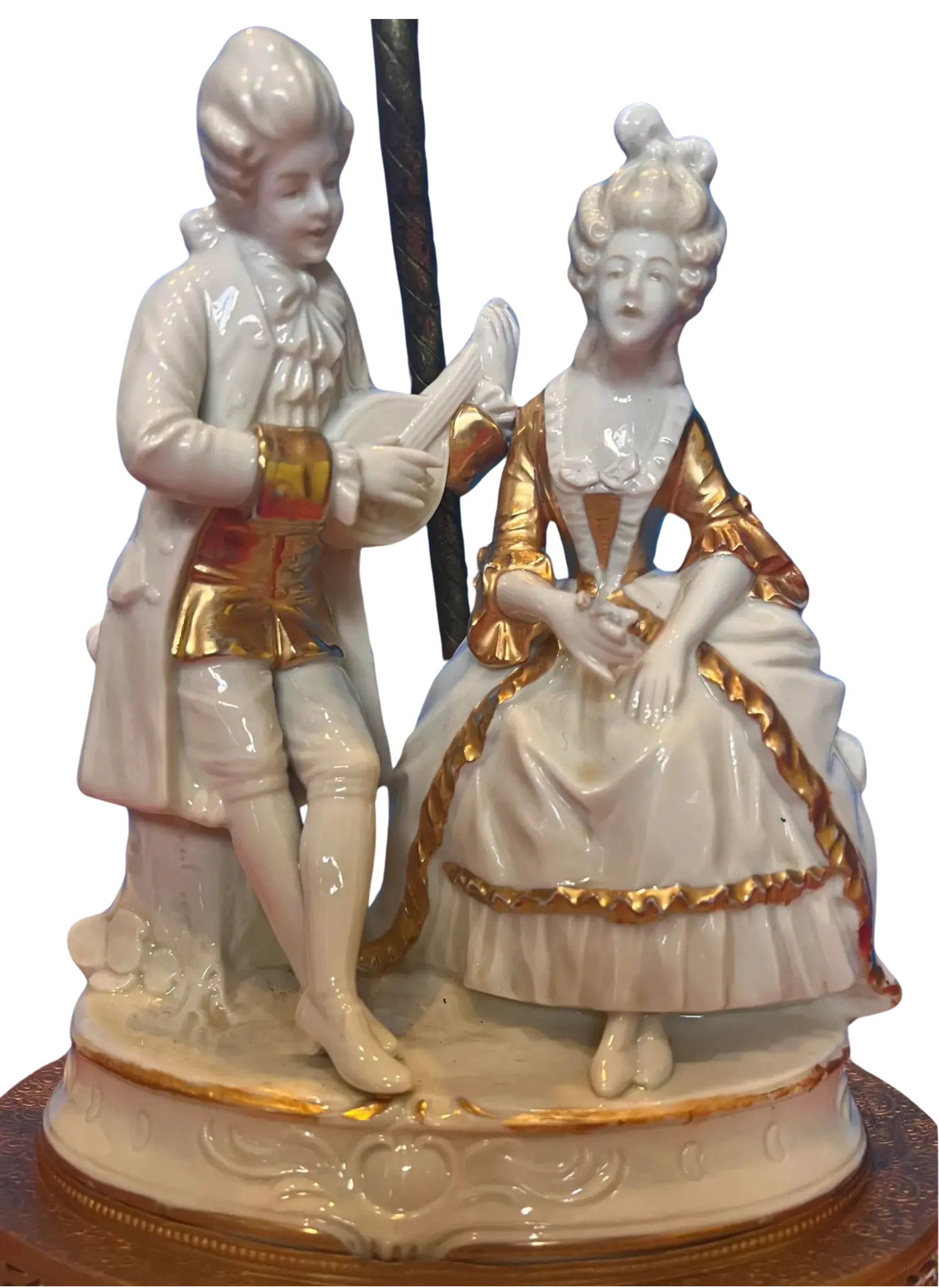 Mid-Century Porcelain Figural Table Lamp Courting Couple - 11