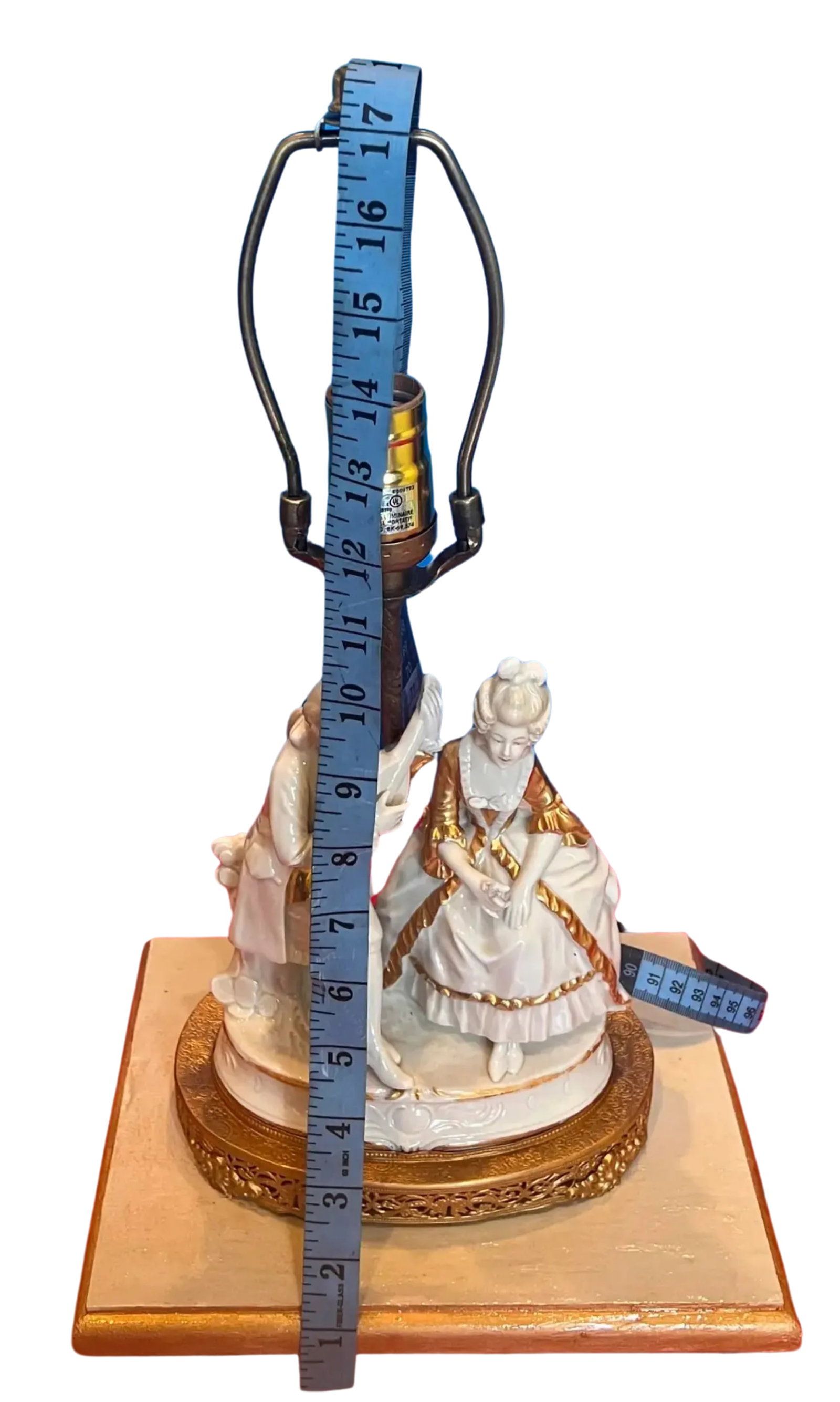 Mid-Century Porcelain Figural Table Lamp Courting Couple - 12