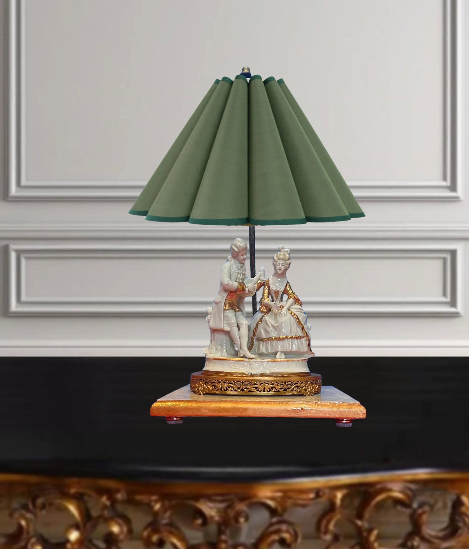 Mid-Century Porcelain Figural Table Lamp Courting Couple - 6