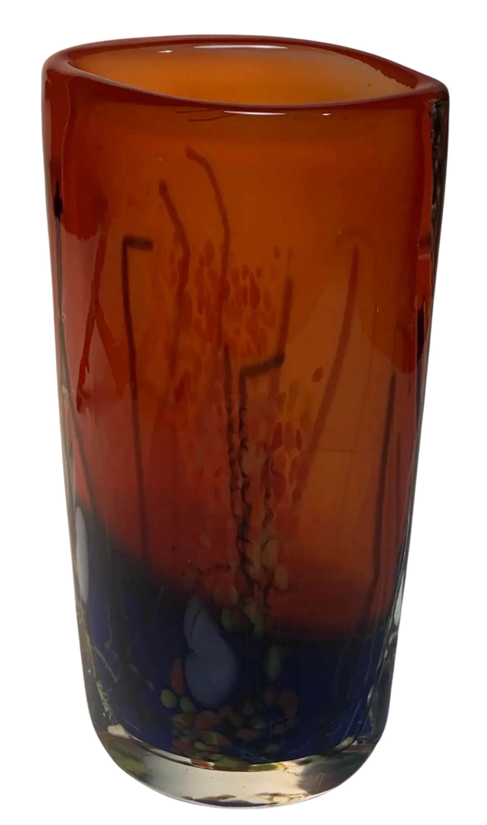 Atelier BerÃ¡nek Signed Art Glass Elliptical Abstract Vase - 2