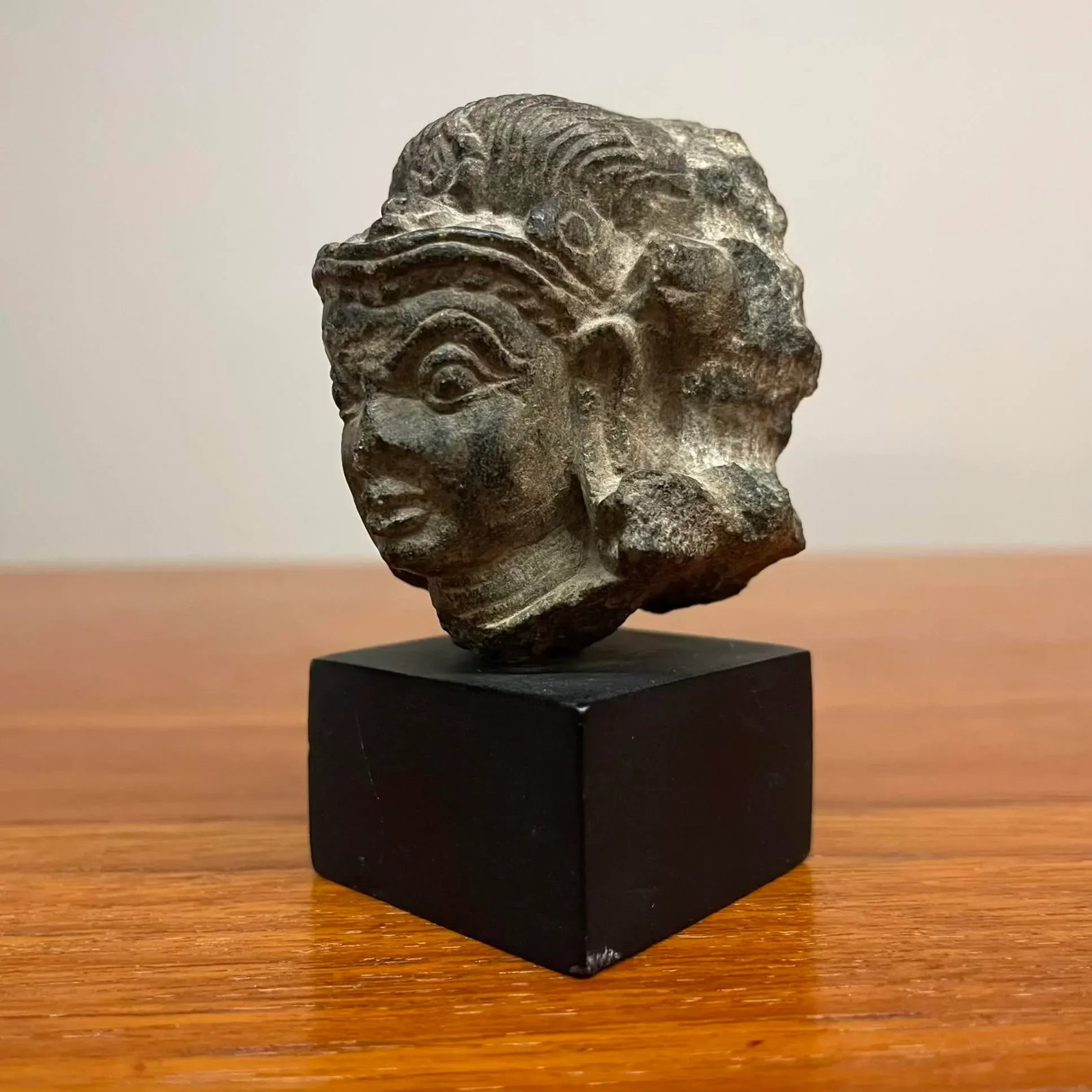 Petite 12th Century Nepalese Temple Fragment Sculpture on Stand - 4