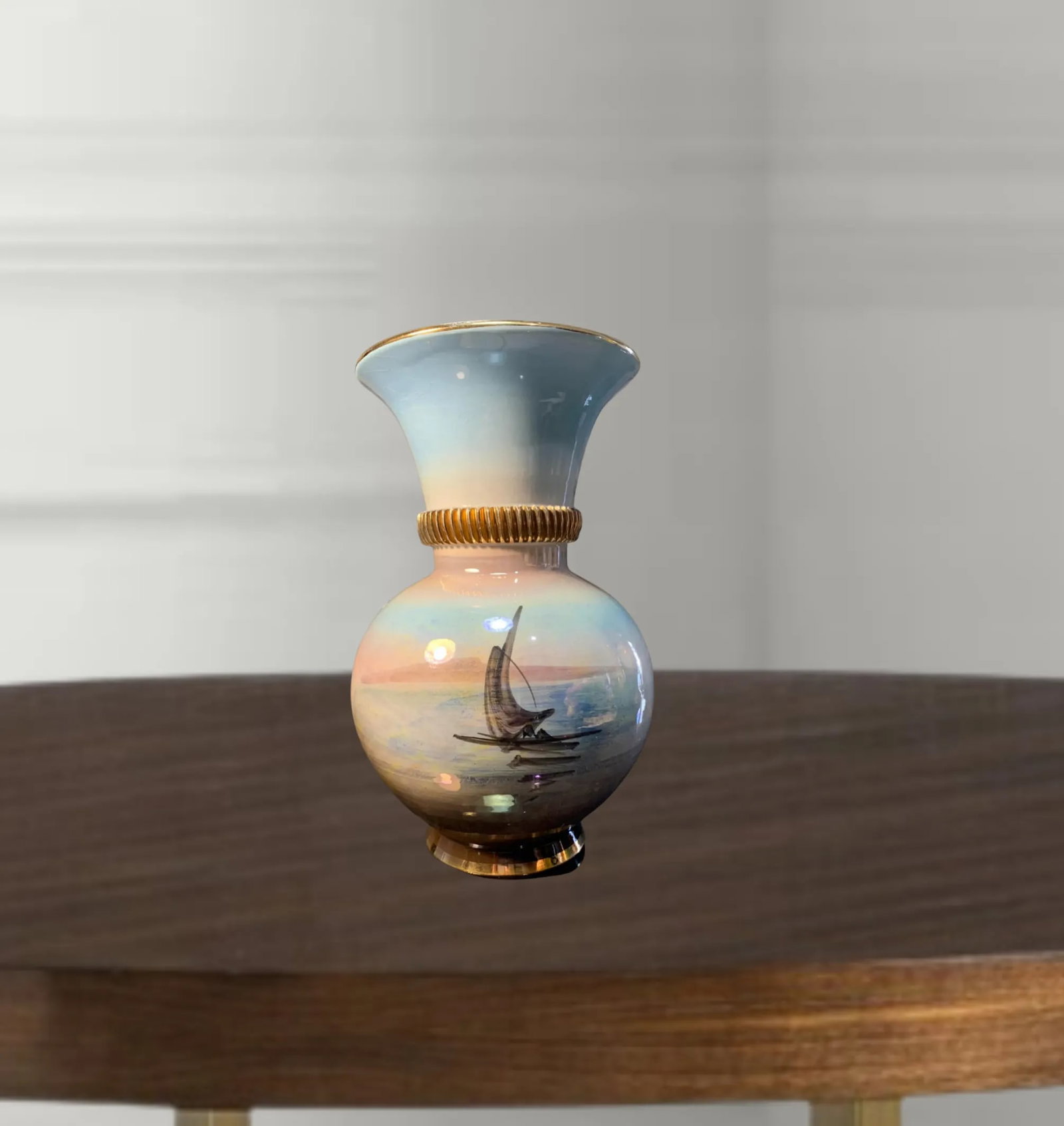 Italian Porcelain Vase Lakeside House - 10