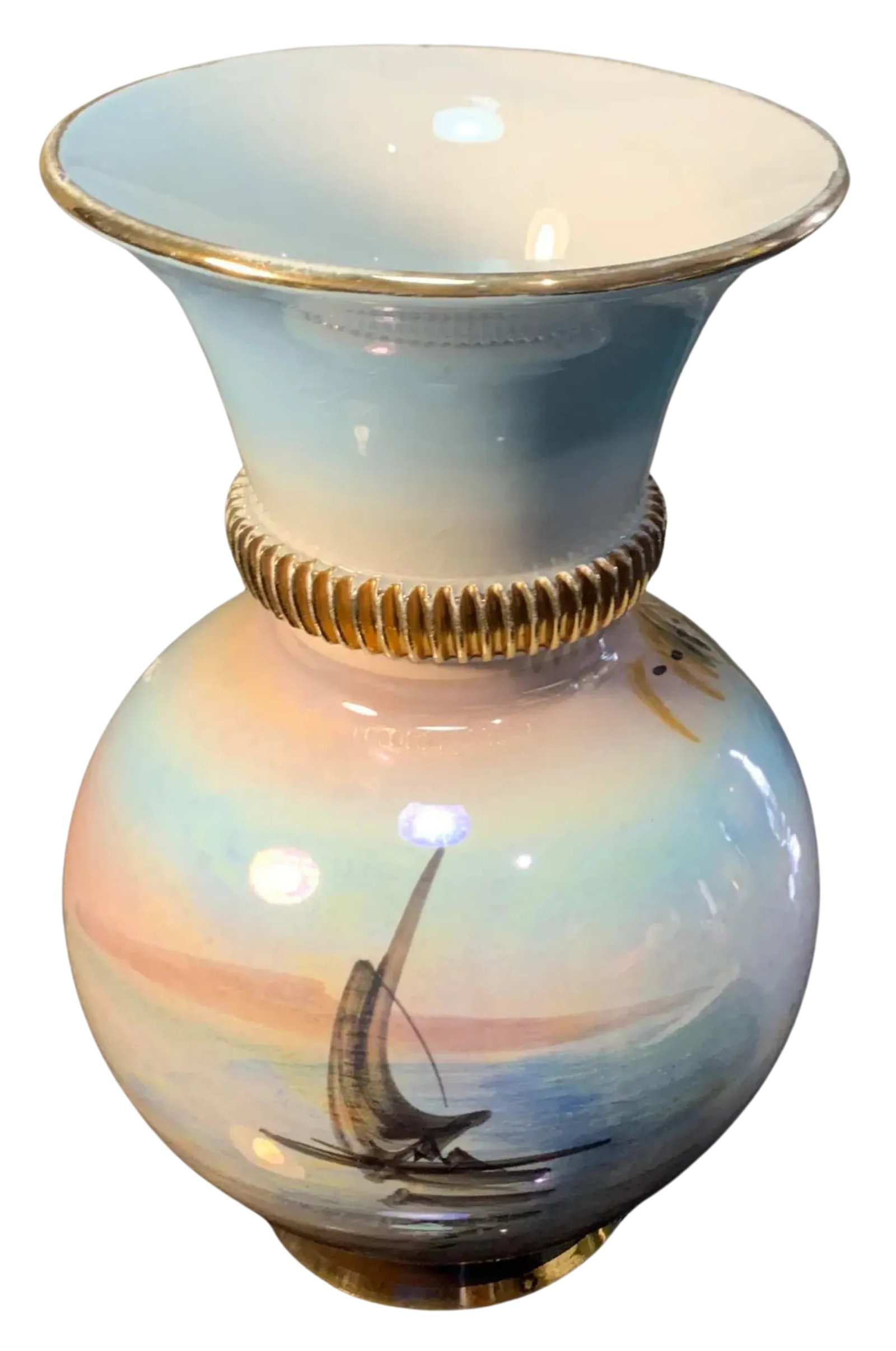 Italian Porcelain Vase Lakeside House - 12