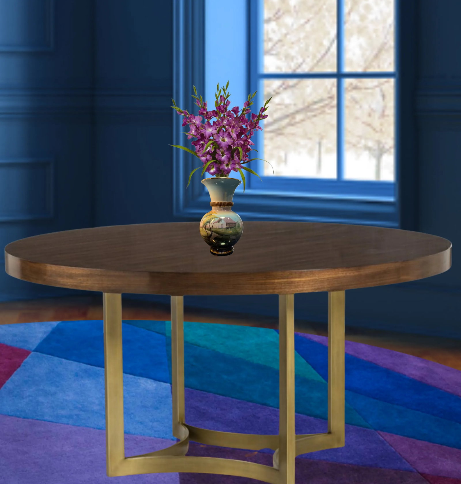 Italian Porcelain Vase Lakeside House - 15