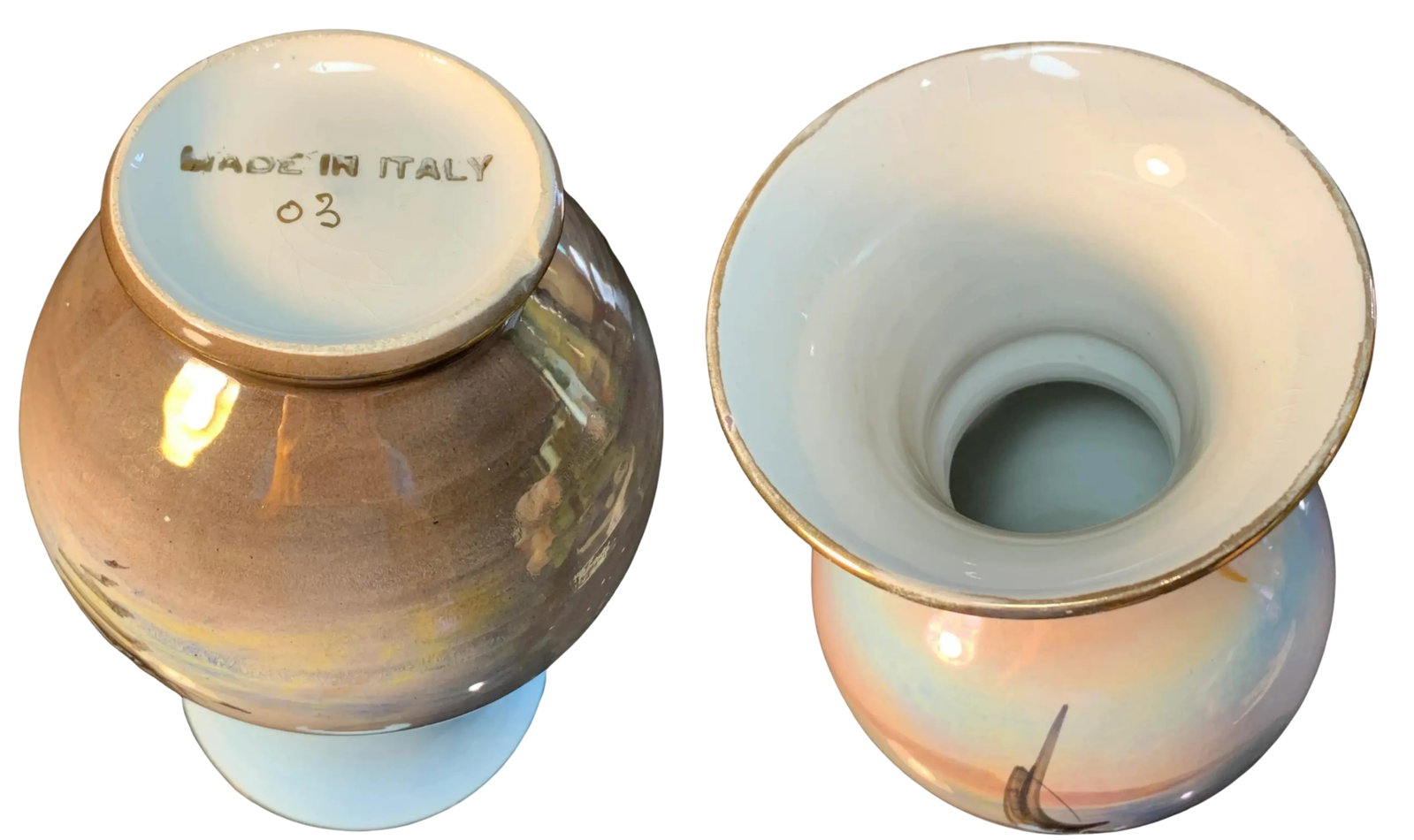 Italian Porcelain Vase Lakeside House - 18