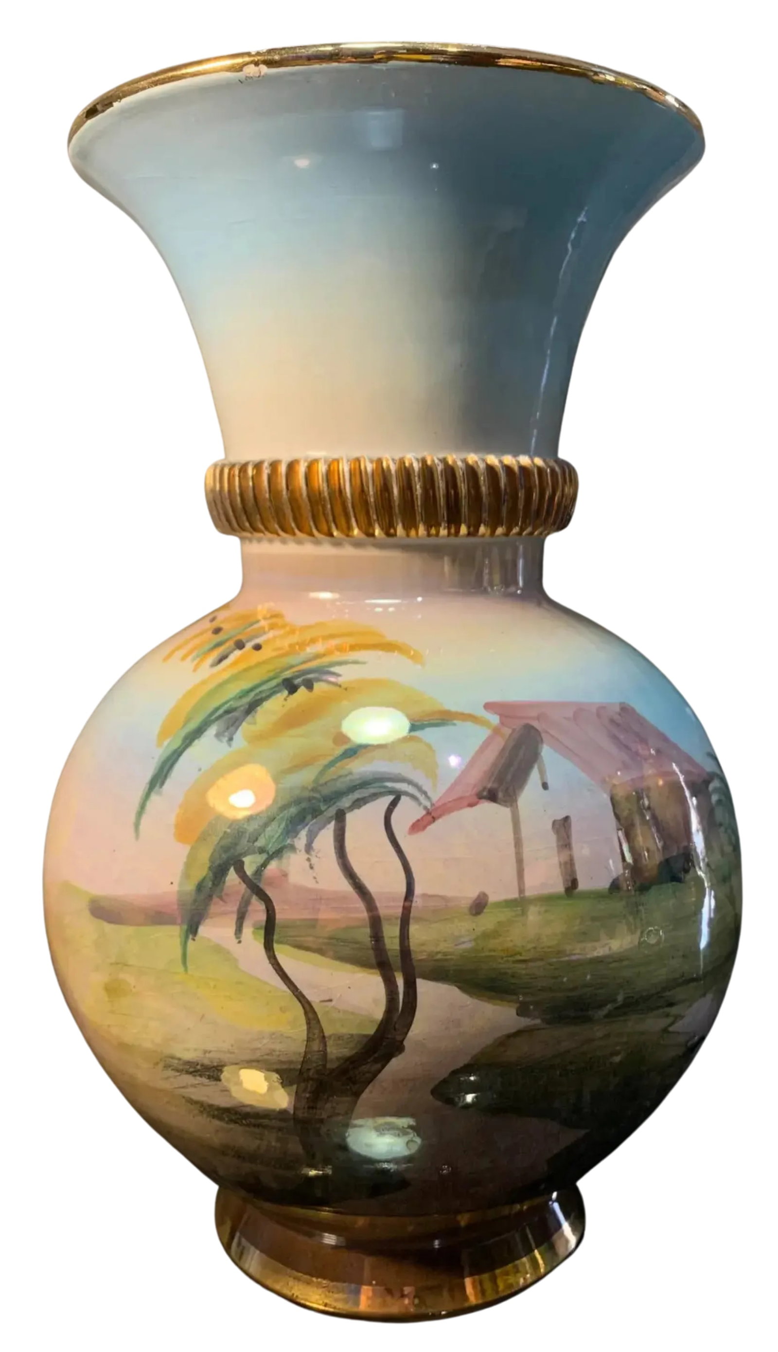 Italian Porcelain Vase Lakeside House - 7