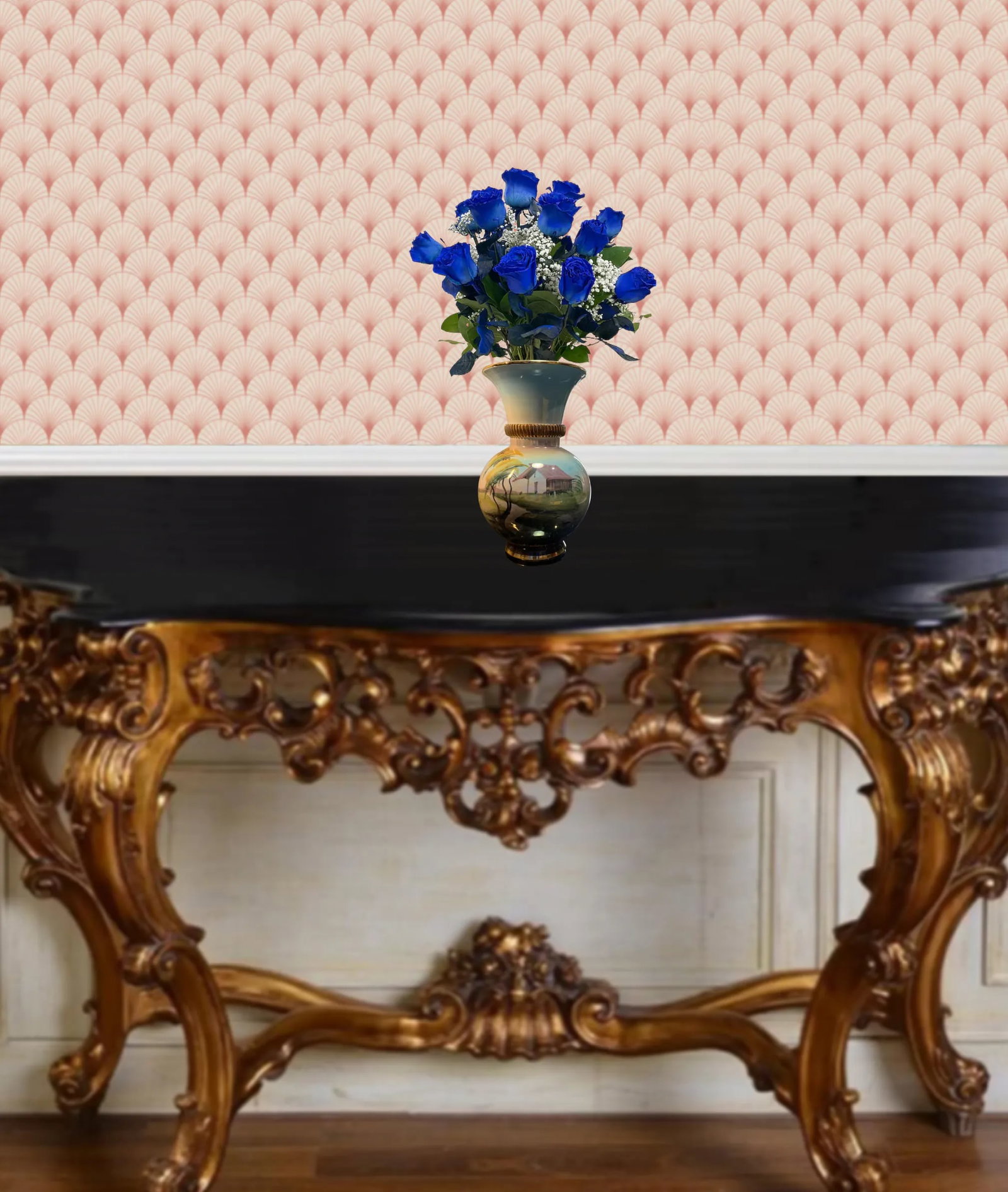 Italian Porcelain Vase Lakeside House - 8