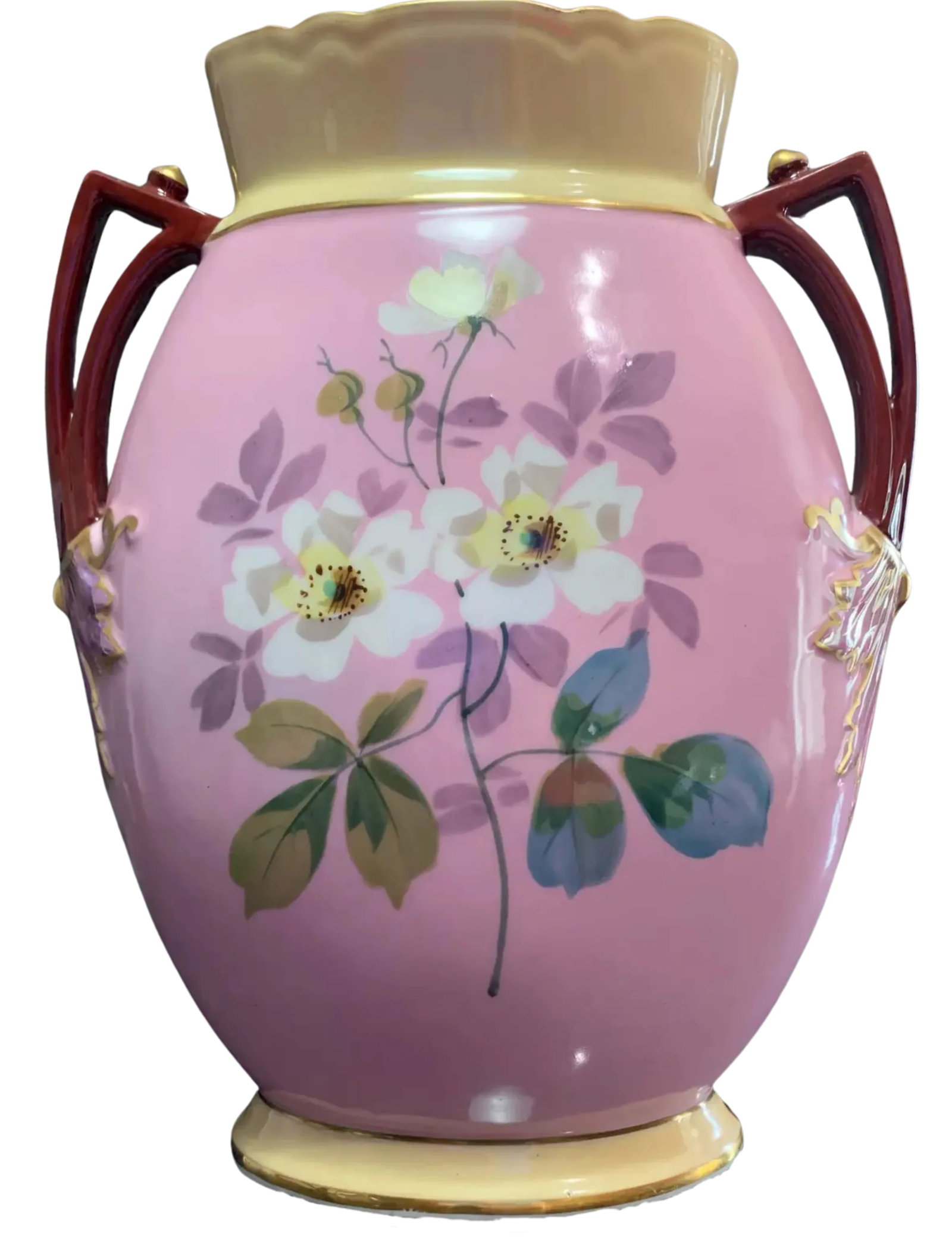 Antique Porcelain Floral and Windmill Vases Set of 3 - 9