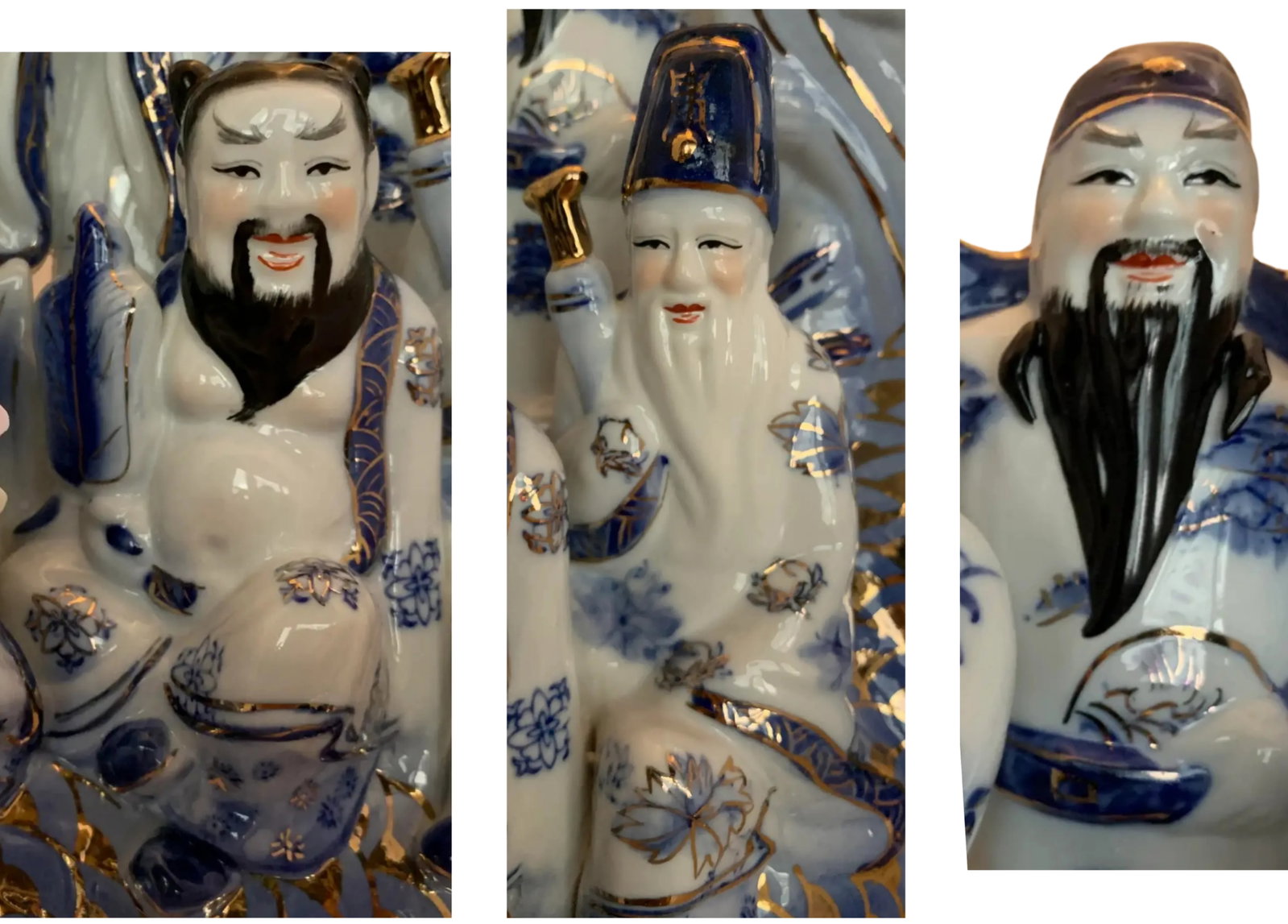 Chinese Deities Koi Fish Porcelain Sculpture - 9