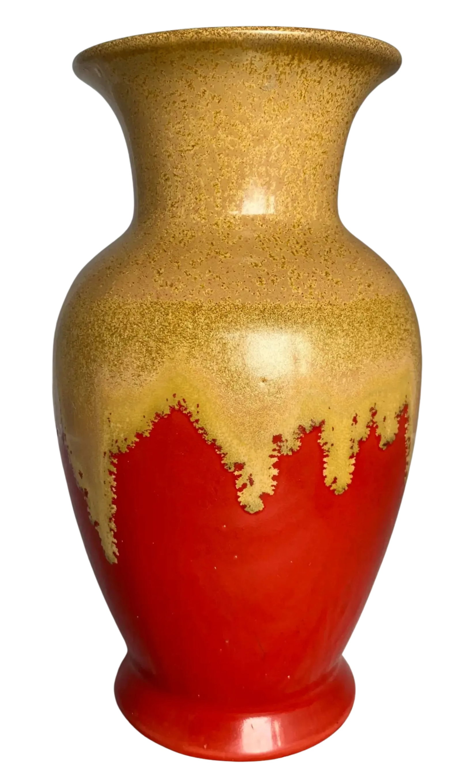 Vintage Drip Glaze Pottery Red Tan Vase - 6