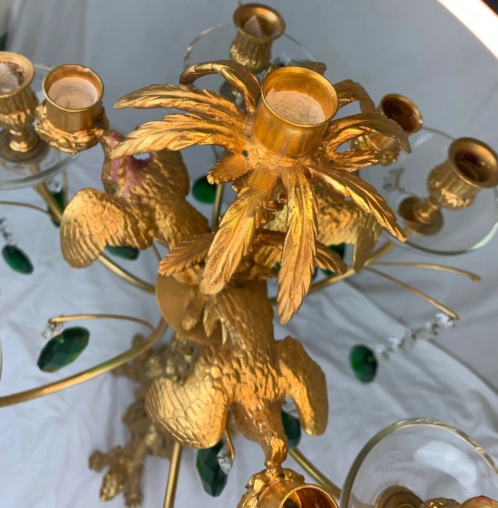 Vintage Gilded Bronze 10 Candle Candelabra - 12