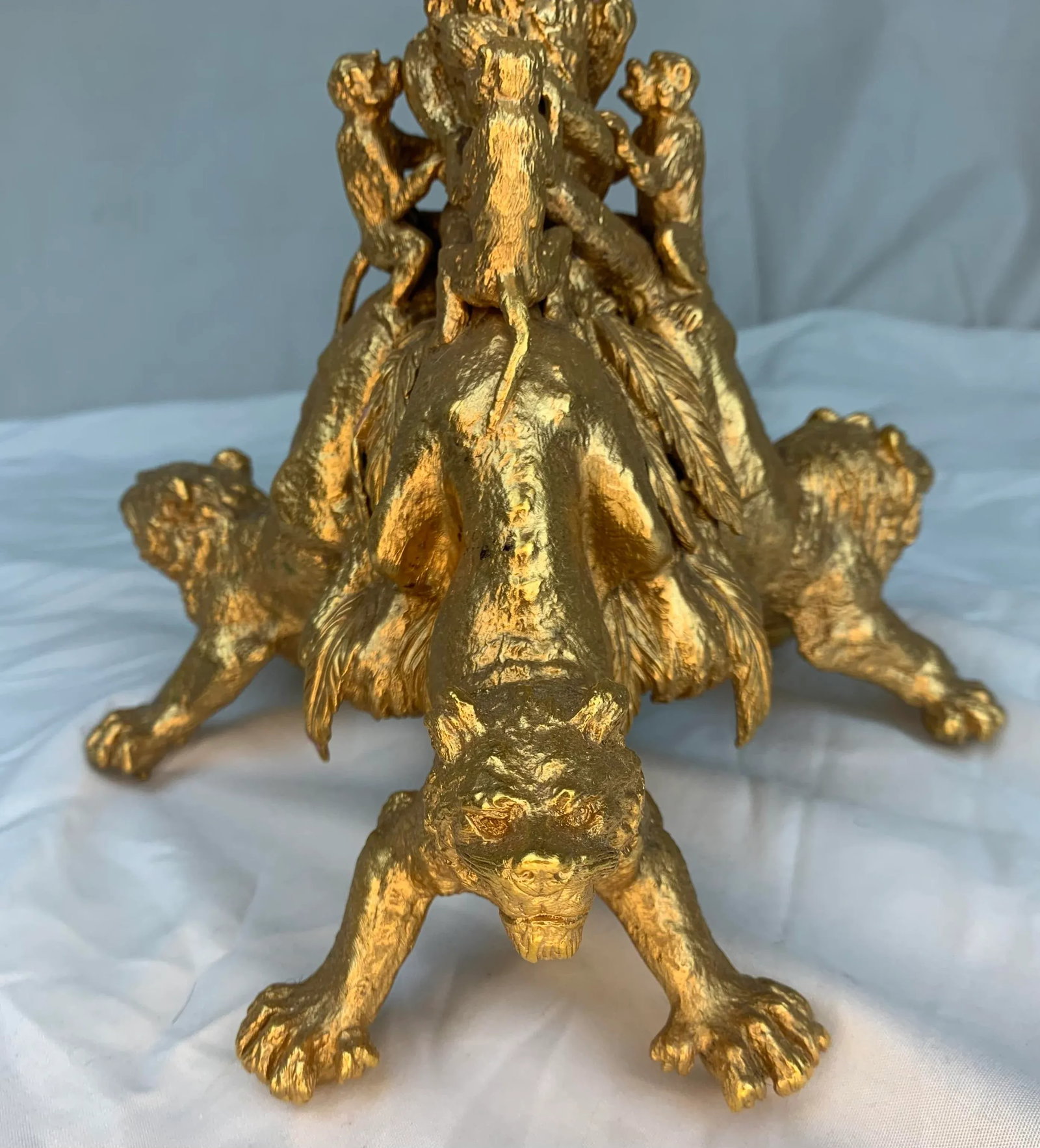 Vintage Gilded Bronze 10 Candle Candelabra - 6