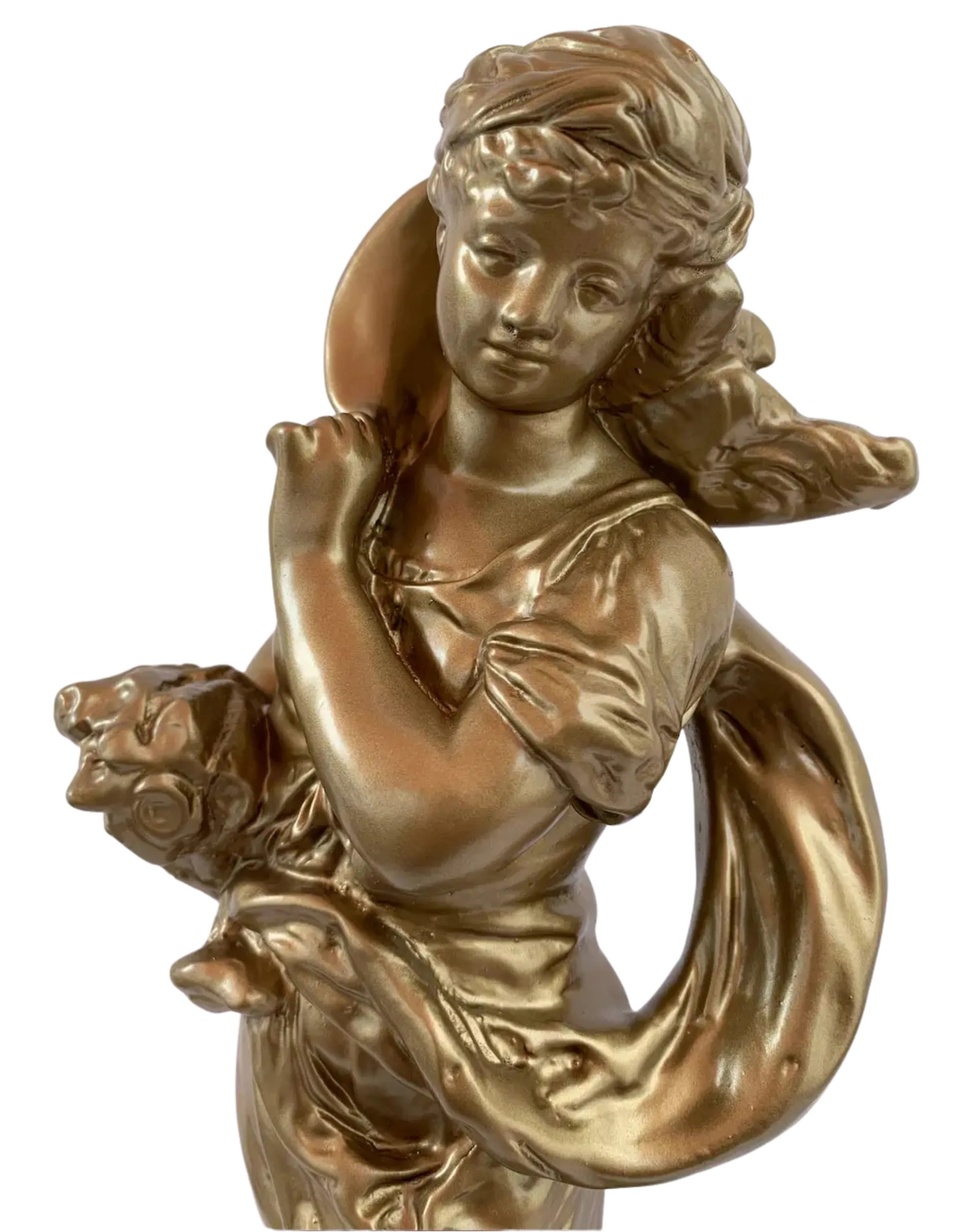 Vintage Chalkware Sculpture Lady - 4