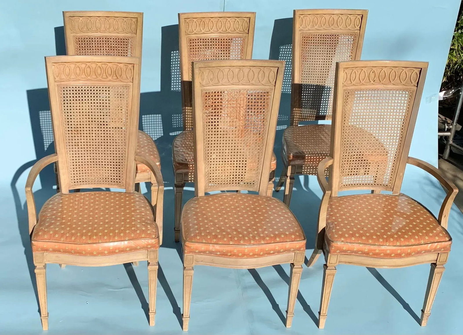 1950s Georgian Style Cane Backed Dining Chairs Set of 6 - 3