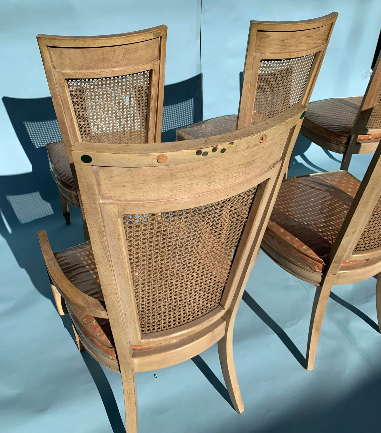 1950s Georgian Style Cane Backed Dining Chairs Set of 6 - 7
