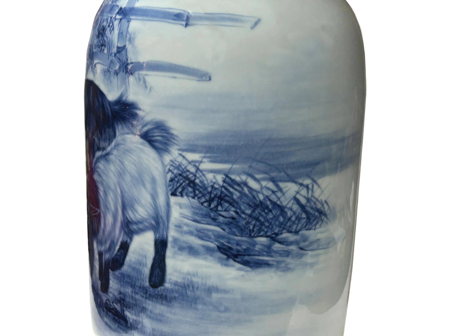 Chinese Blue White Handpaint San Yang Kai Tai Scenery Porcelain Vase - 13