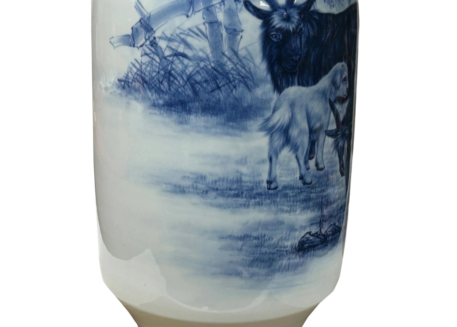 Chinese Blue White Handpaint San Yang Kai Tai Scenery Porcelain Vase - 14